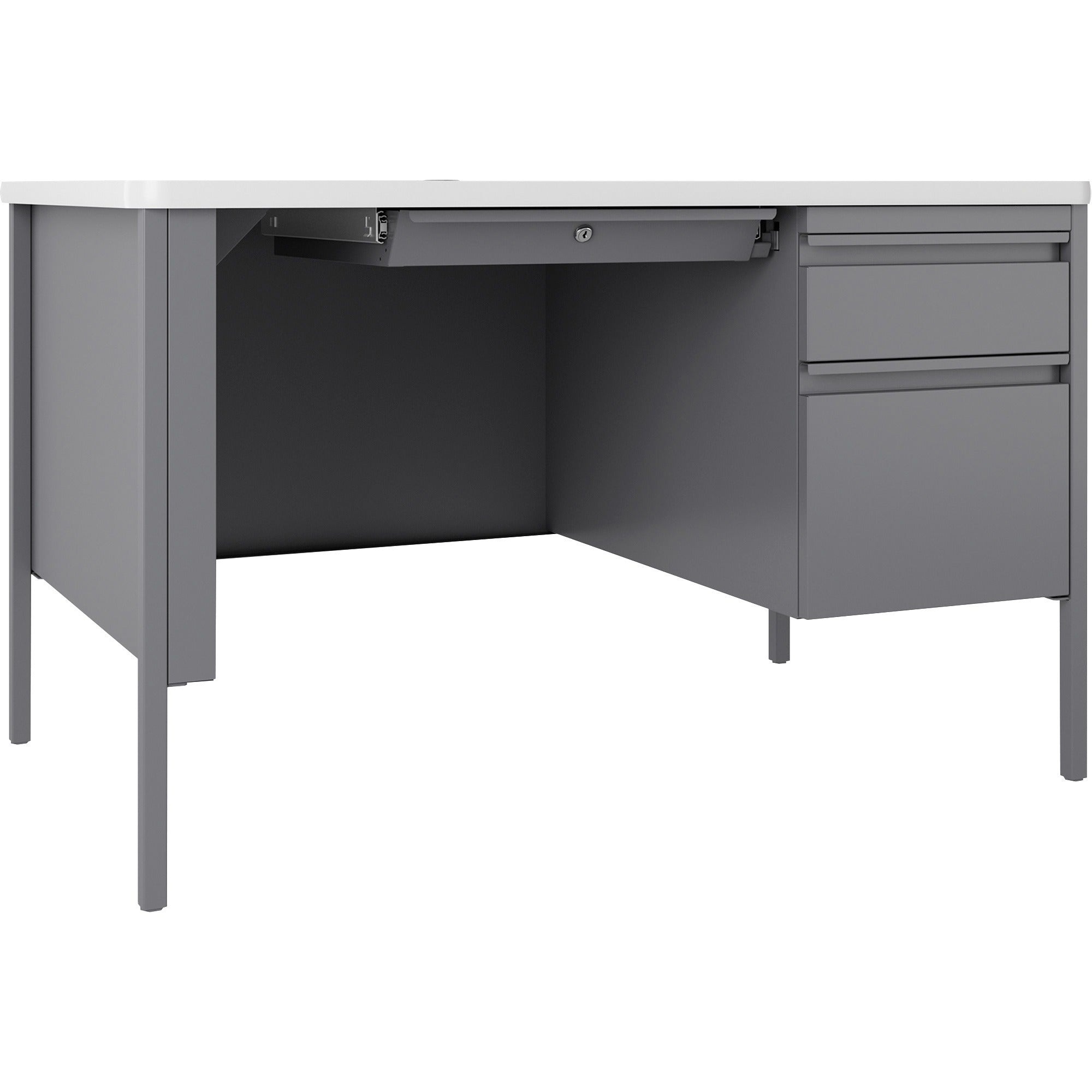 lorell-fortress-series-48-right-pedestal-teachers-desk-48-x-30295-box-file-drawers-single-pedestal-on-right-side-t-mold-edge-finish-gray_llr66940 - 1