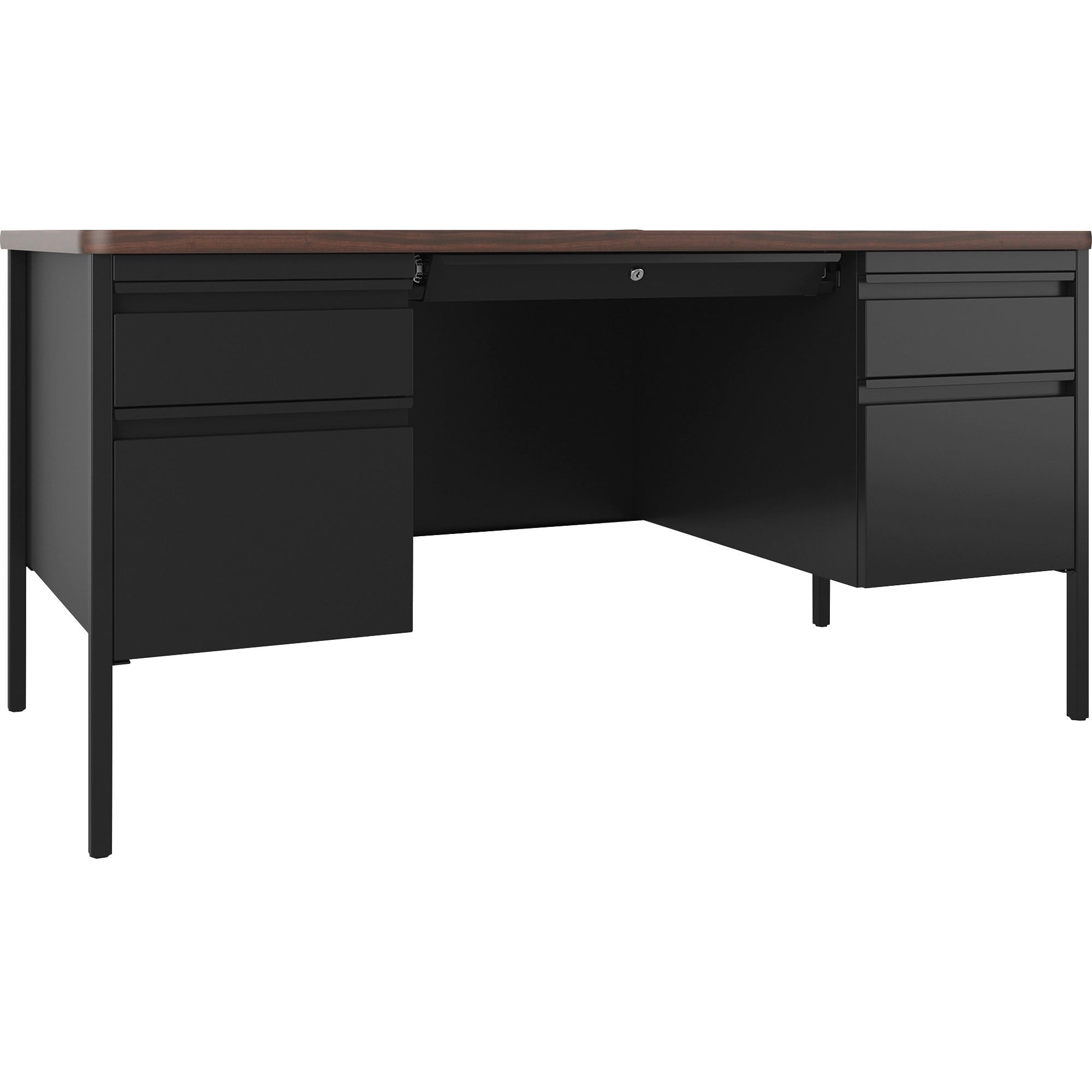 lorell-fortress-series-double-pedestal-teachers-desk-60-x-30295-box-file-drawers-double-pedestal-t-mold-edge-finish-black-walnut_llr66941 - 1