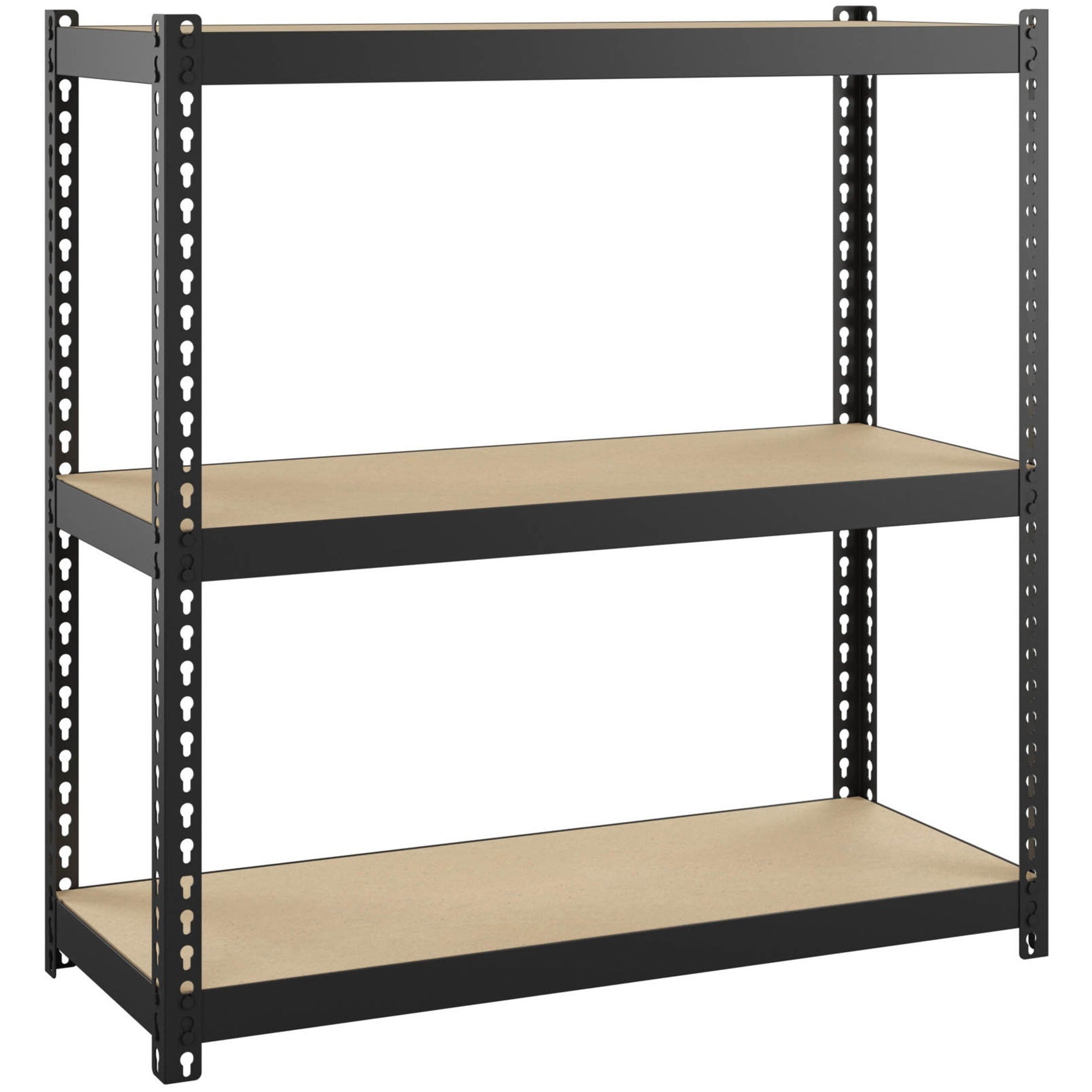 lorell-narrow-riveted-shelving-3-shelfves-30-height-x-30-width-x-12-depth-28%-recycled-black-steel-1-each_llr66962 - 1
