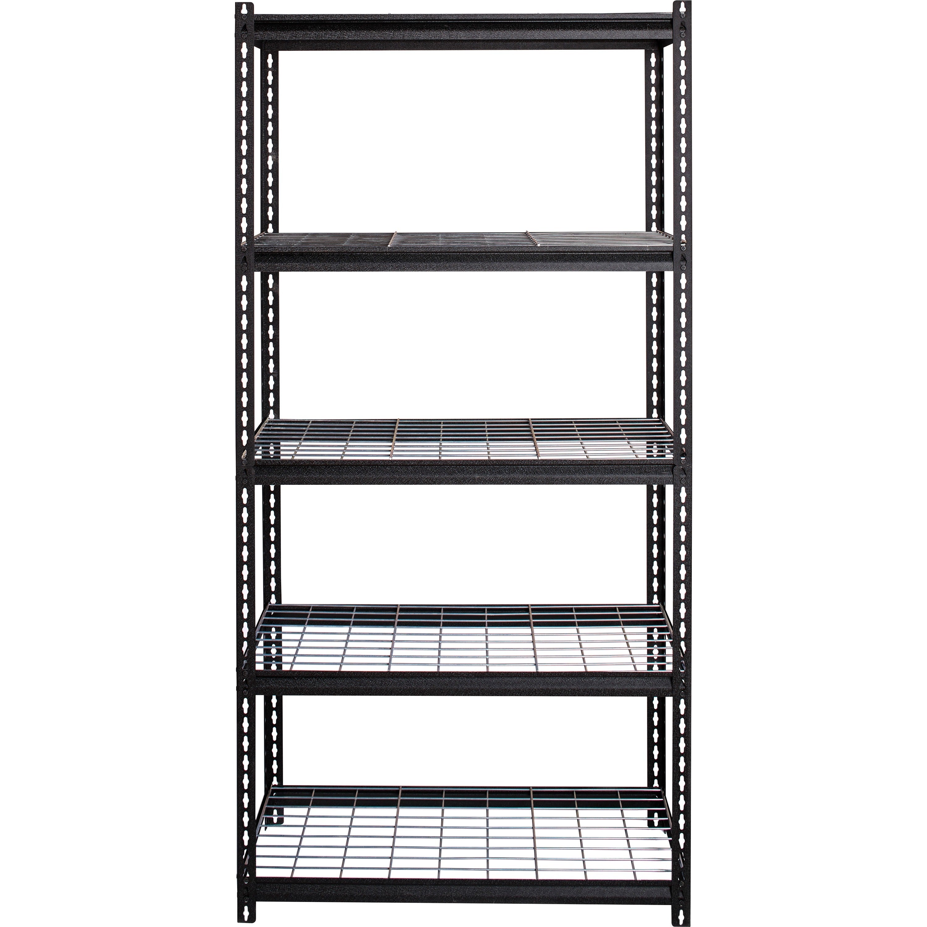 lorell-wire-deck-shelving-5-shelfves-72-height-x-36-width-x-18-depth-28%-recycled-black-steel-1-each_llr99929 - 1