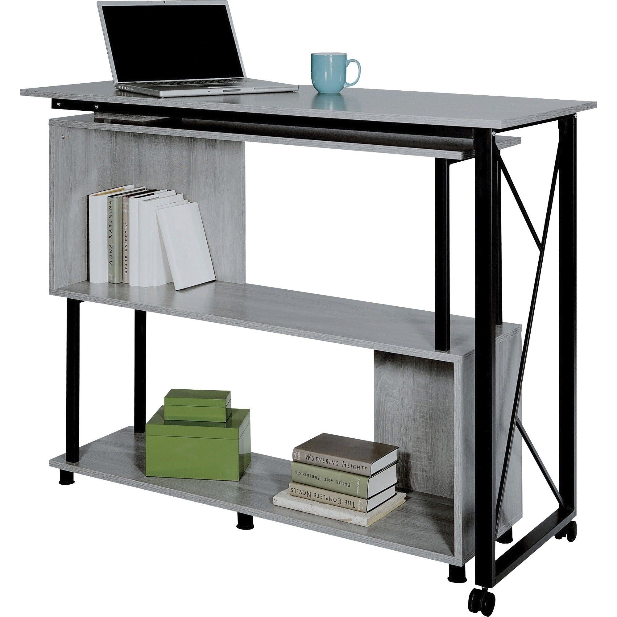 safco-mood-rotating-worksurface-standing-desk-box-1-of-2-for-table-toprectangle-top-x-5325-table-top-width-x-2175-table-top-depth-4225-height-assembly-required-laminated-gray-powder-coated-steel-1-each_saf1904grkda - 1