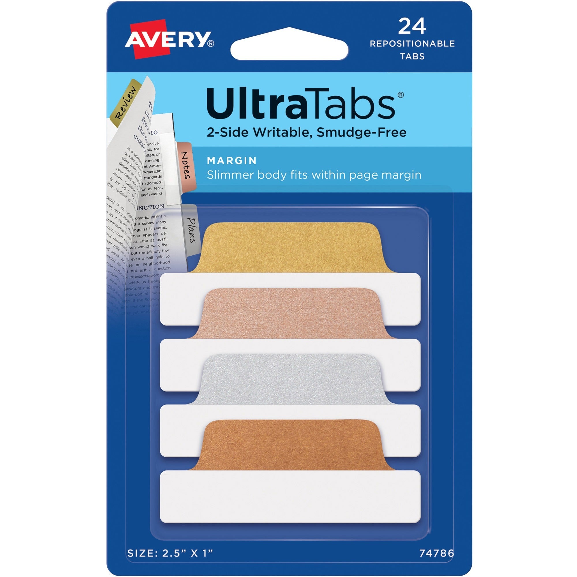 avery-ultratabs-repositionable-margin-tabs-24-tabs-1-tab-height-x-250-tab-width-clear-film-gold-paper-rose-gold-copper-tabs-24-pack_ave74786 - 1