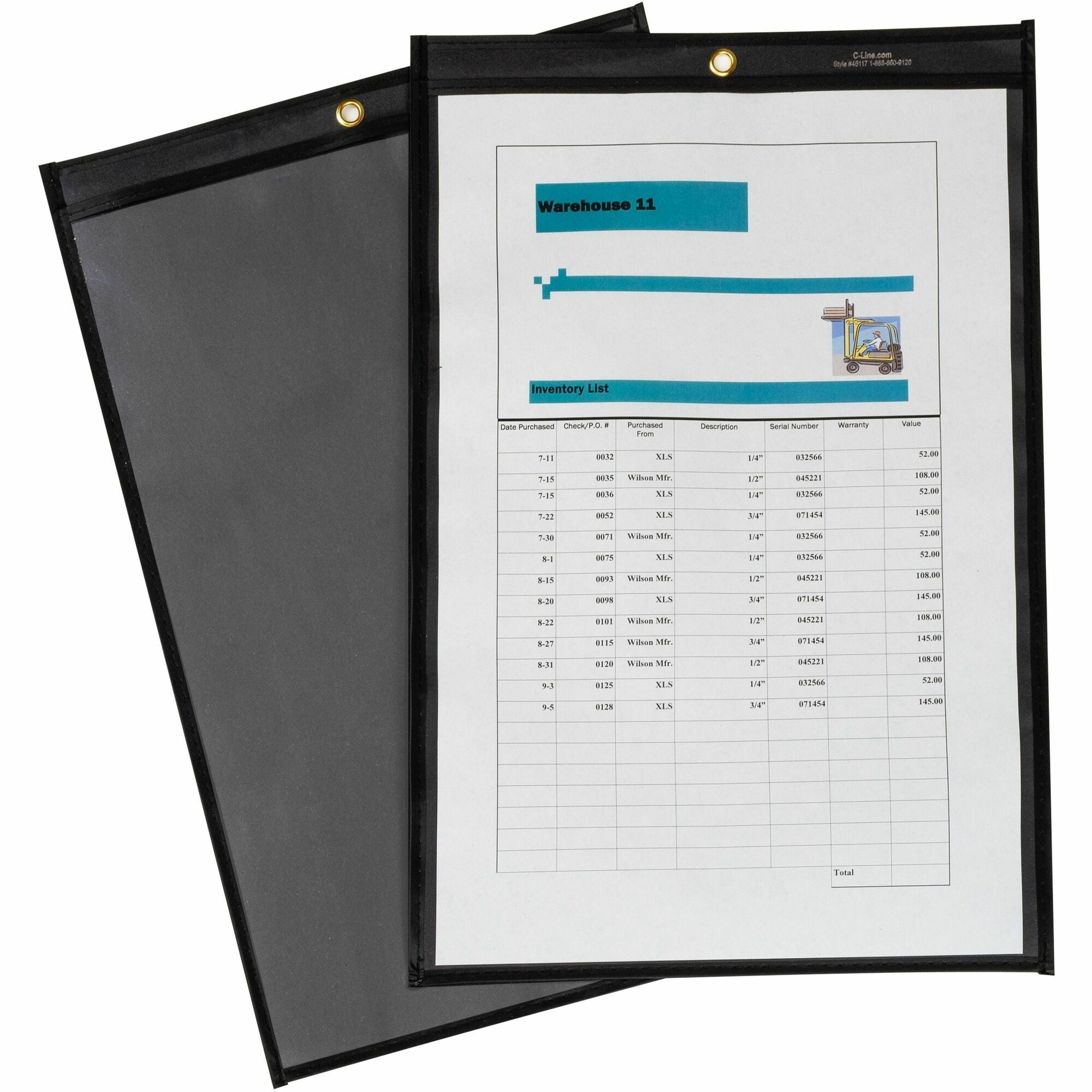c-line-stitched-shop-ticket-holders-support-850-x-14--11-x-14-media-vinyl-25-box-black-clear-heavy-duty_cli45117 - 1