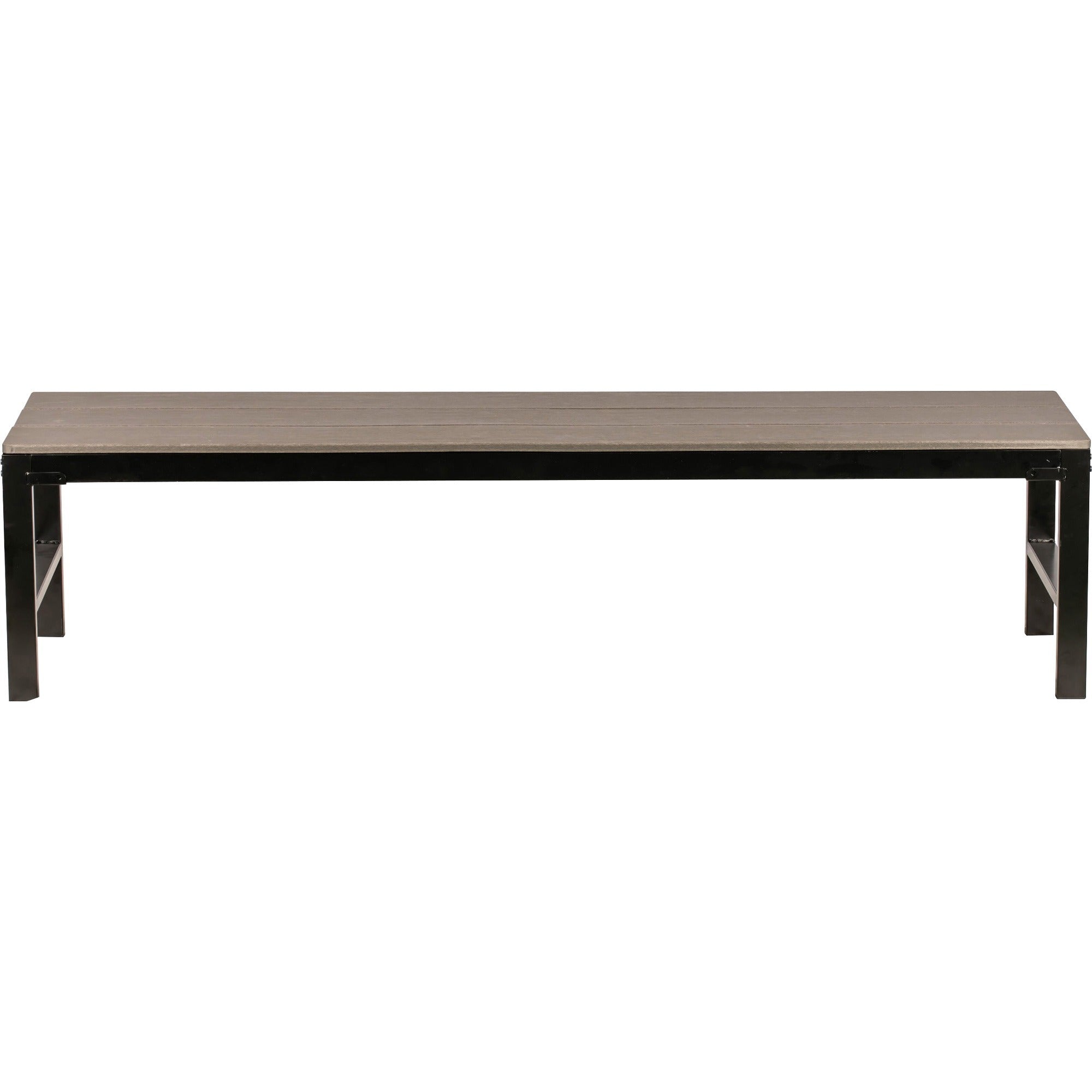 lorell-faux-wood-outdoor-bench-weathered-charcoal-faux-wood-seat-four-legged-base-1-each_llr42689 - 2