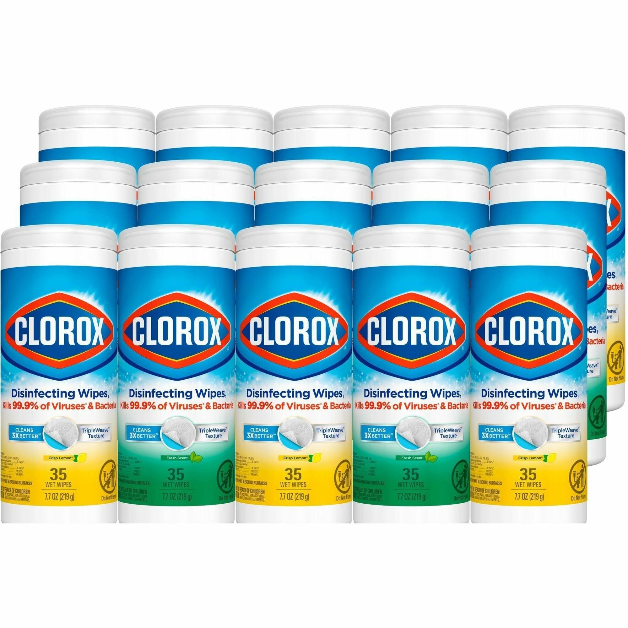 Clorox Disinfecting Cleaning Wipes Value Pack - Ready-To-Use - 35 / Canister - 675 / Pallet - Easy to Use - White