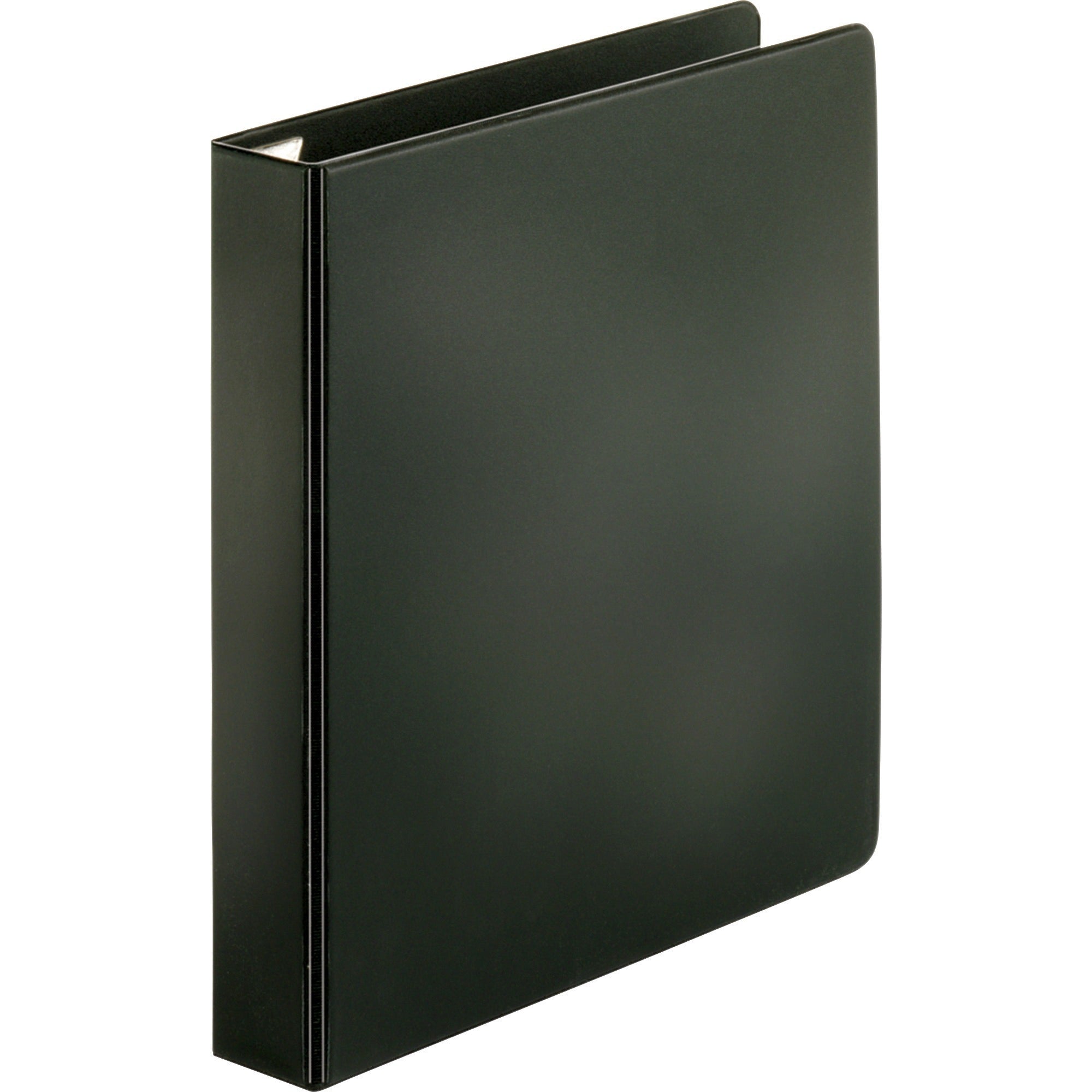 business-source-easyopen-locking-slant-d-ring-binders-1-1-2-binder-capacity-letter-8-1-2-x-11-sheet-size-325-sheet-capacity-slant-d-ring-fasteners-inside-front-&-back-pockets-polypropylene-chipboard-black-locking-ring-non-s_bsn26968 - 1