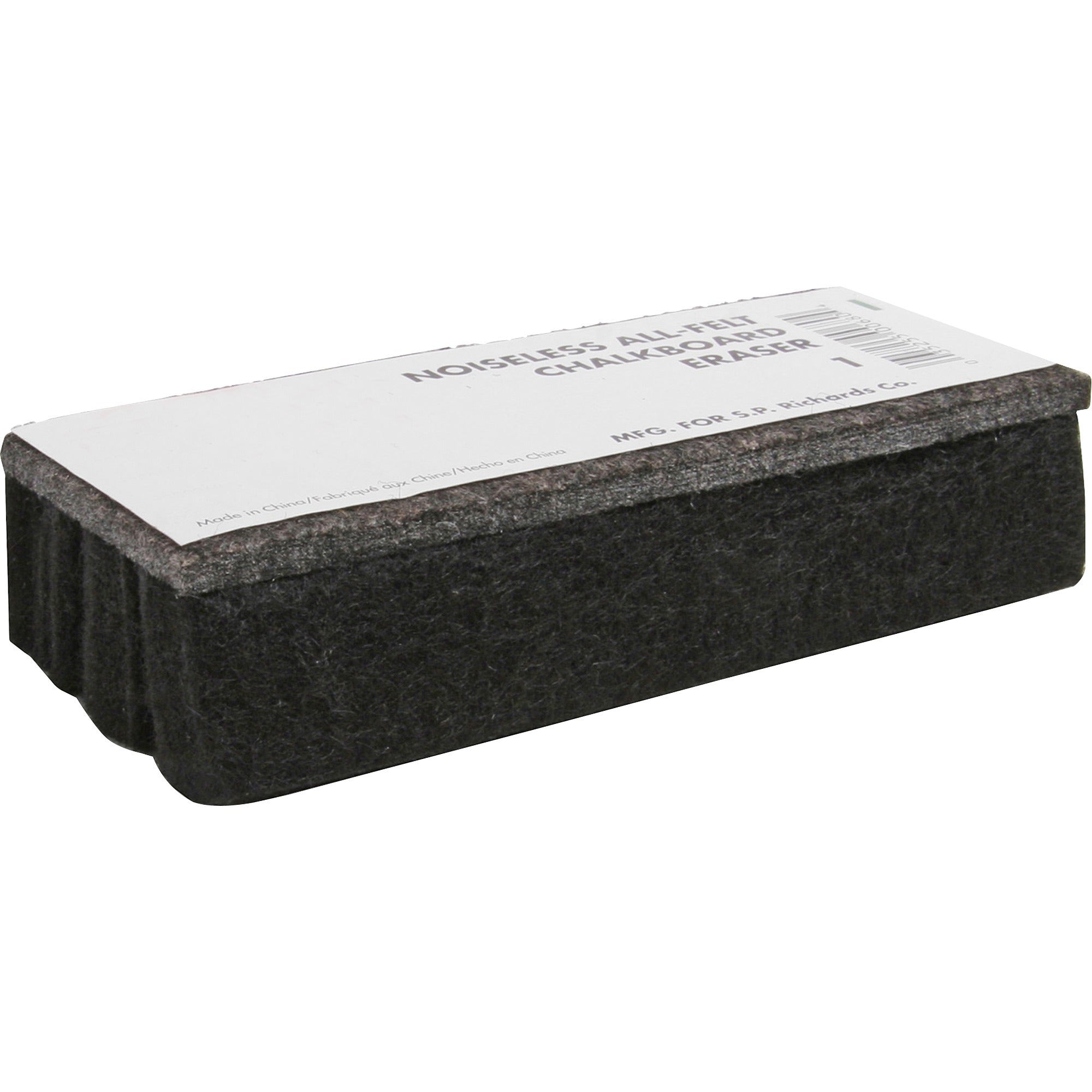 lorell-chalkboard-eraser-noiseless-dustless-black-felt-1each_llr1 - 1