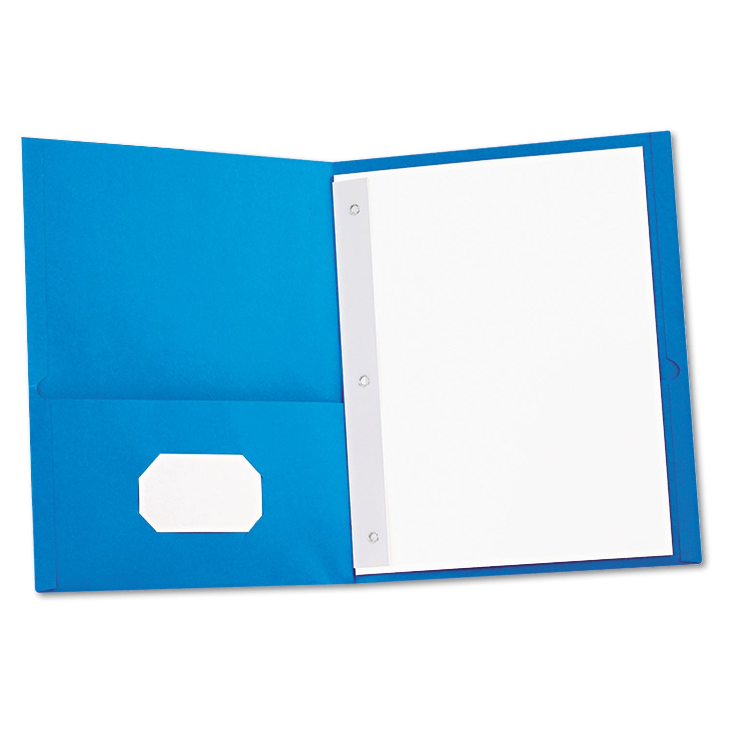 Two-Pocket Portfolios with Tang Fasteners, 0.5" Capacity, 11 x 8.5, Light Blue, 25/Box -