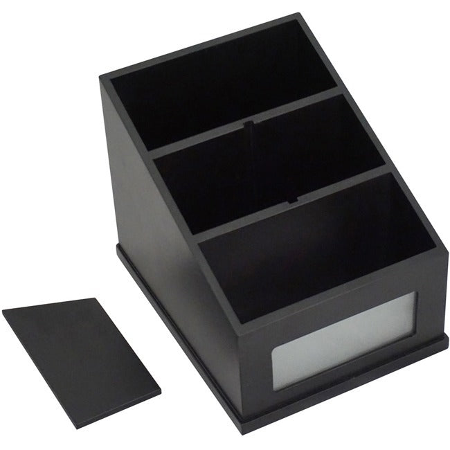 victor-midnight-black-multi-use-storage-caddy-with-adjustable-compartment-4-compartments-650-49-height-x-46-width%desktop-non-slip-feet-black-rubber-frosted-glass-wood-1-each_vct95385 - 2
