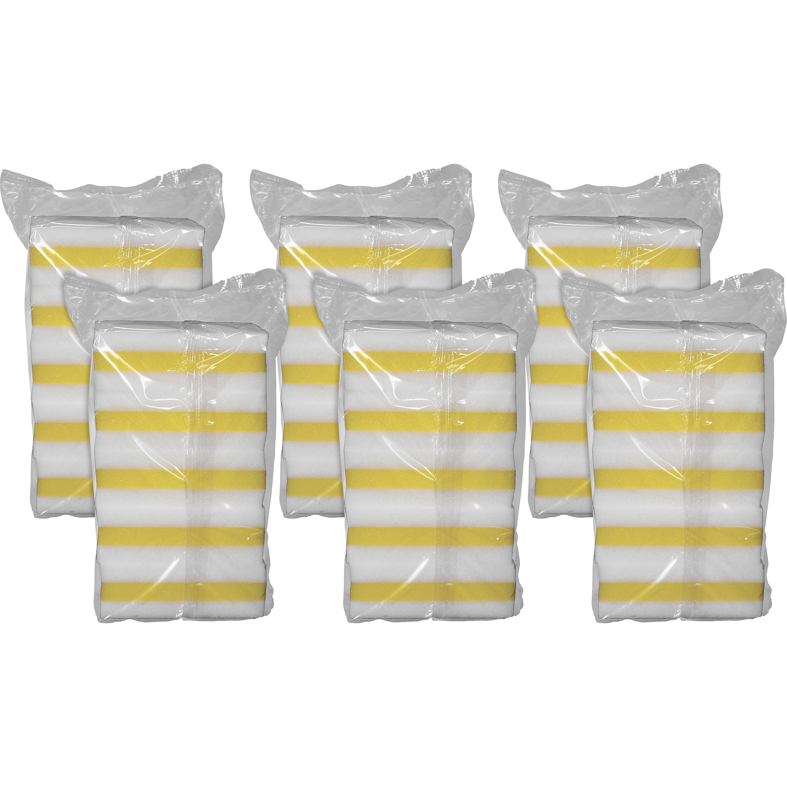 genuine-joe-dual-sided-melamine-eraser-amazing-sponges-45-height-x-45-width-x-28-depth-30-carton-cellulose-yellow-white_gjo85165ct - 1
