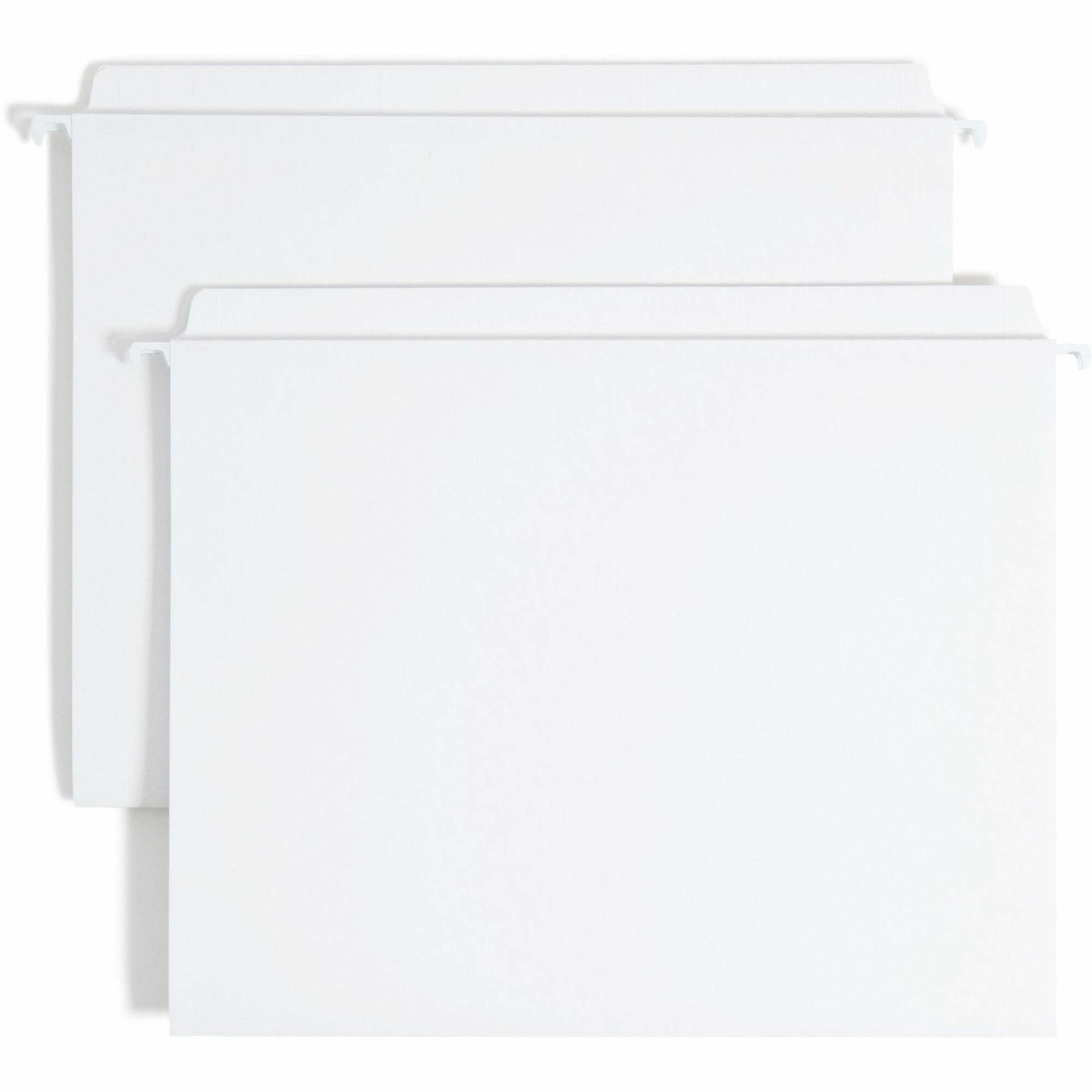 smead-fastab-straight-tab-cut-letter-recycled-hanging-folder-8-1-2-x-11-assorted-position-tab-position-white-10%-recycled-20-box_smd64102 - 1
