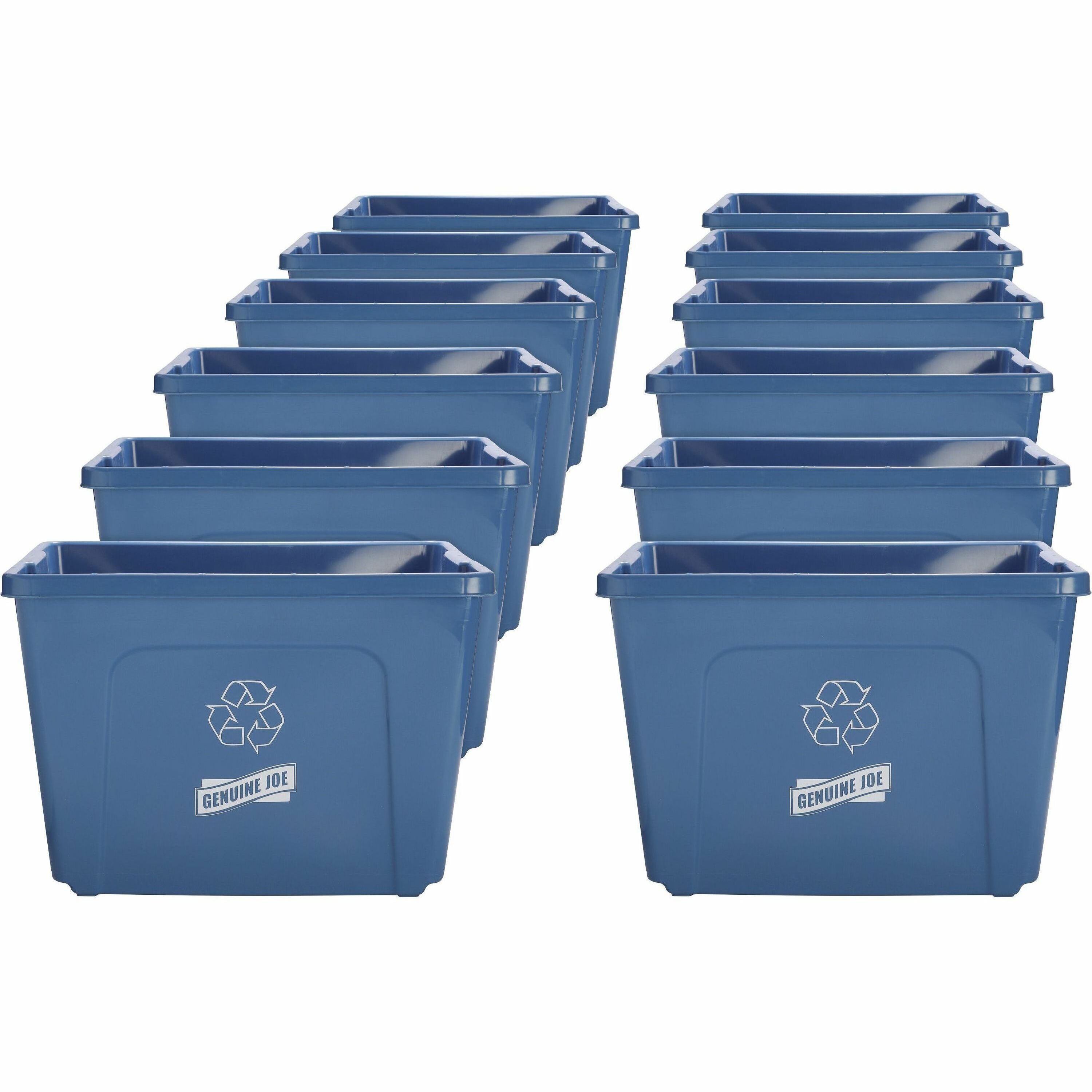 genuine-joe-14-gallon-recycling-bin-14-gal-capacity-rectangular-durable-lightweight-145-height-x-195-width-x-154-depth-plastic-blue-12-carton_gjo11582ct - 1