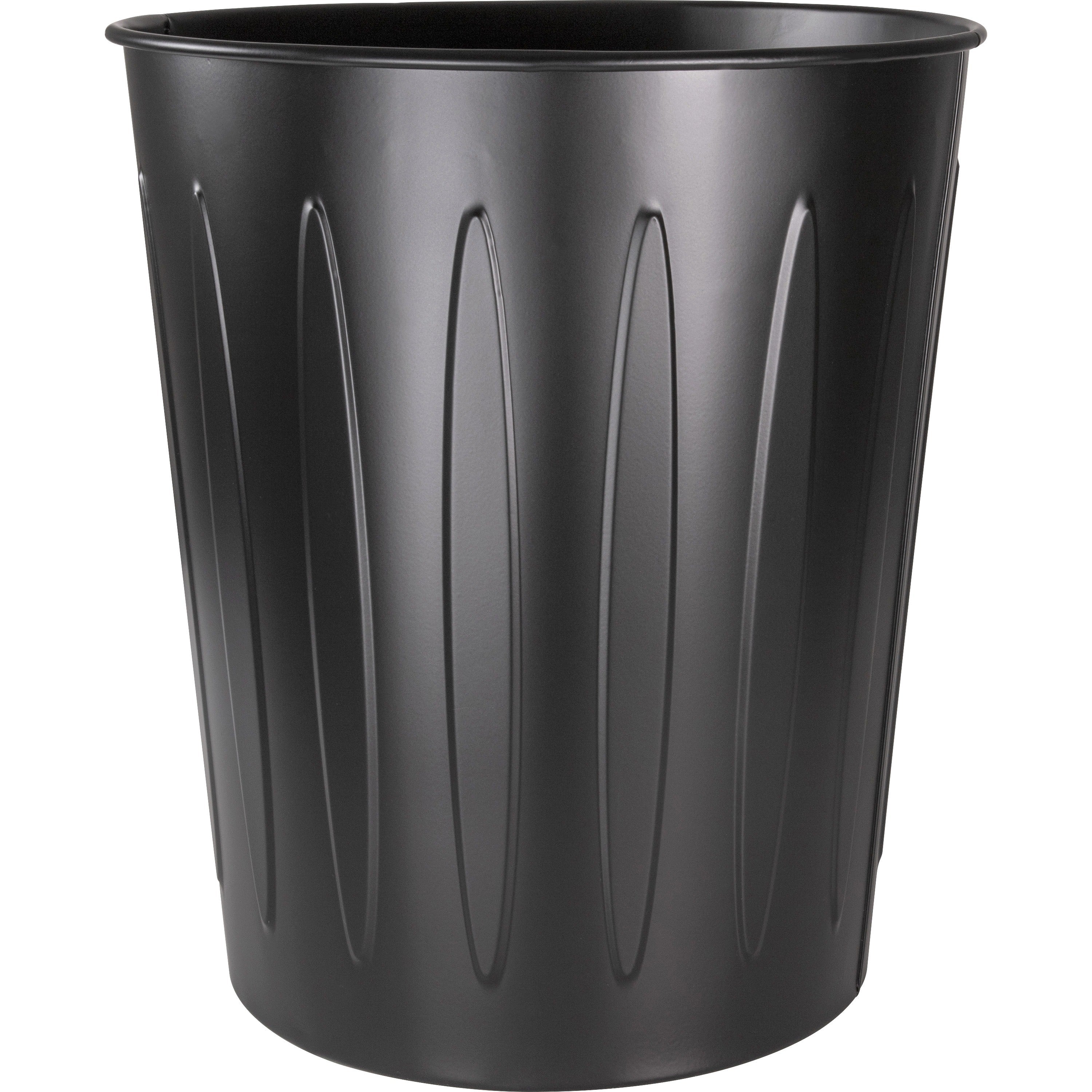 Genuine Joe 6-gallon Fire-safe Trash Can - 6 gal Capacity - Fire-Safe, Sturdy - 14" Height x 13" Diameter - Metal, Steel - Black - 6 / Carton - 2