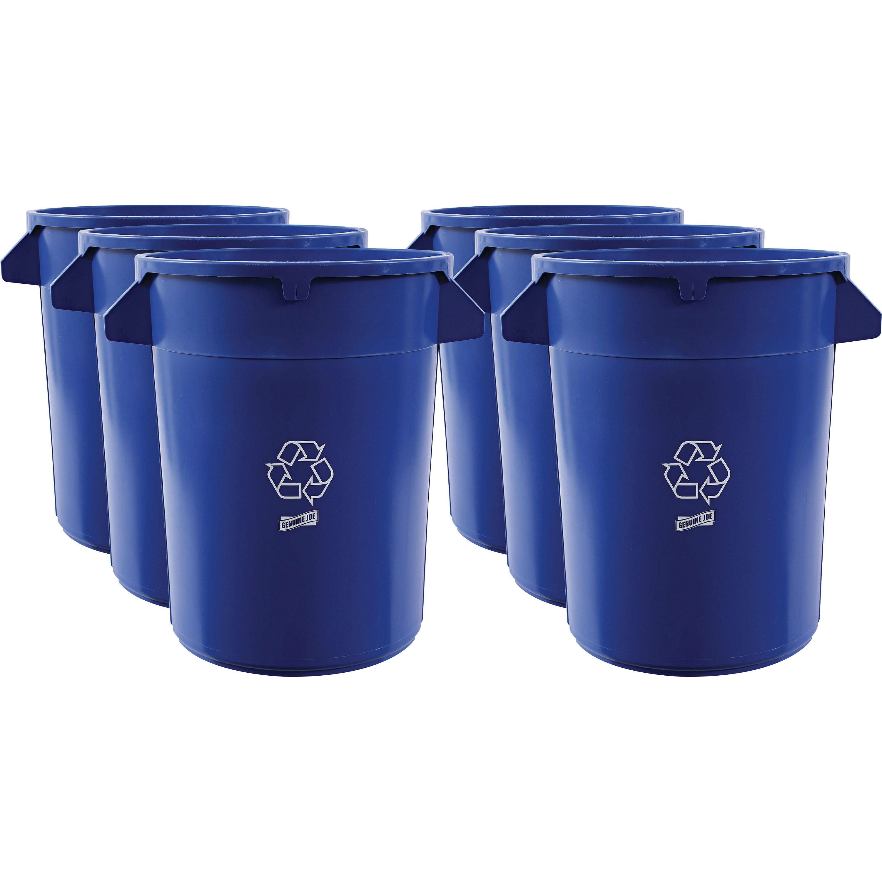 genuine-joe-heavy-duty-trash-container-32-gal-capacity-side-handle-venting-channel-plastic-blue-6-carton_gjo60464ct - 1