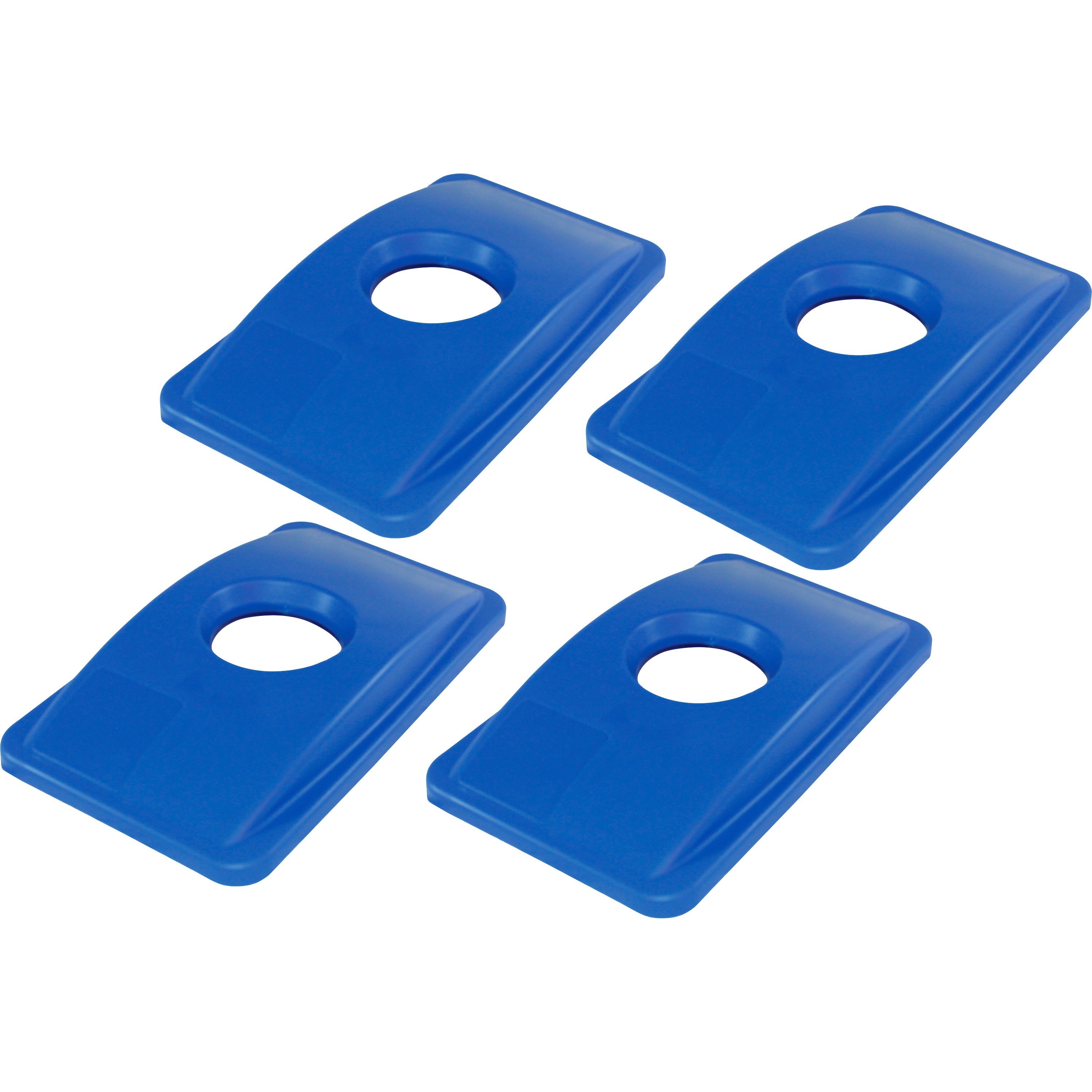 Genuine Joe 23-gallon Recycling Bin Round Cutout Lid - Round - 4 / Carton - Blue - 1