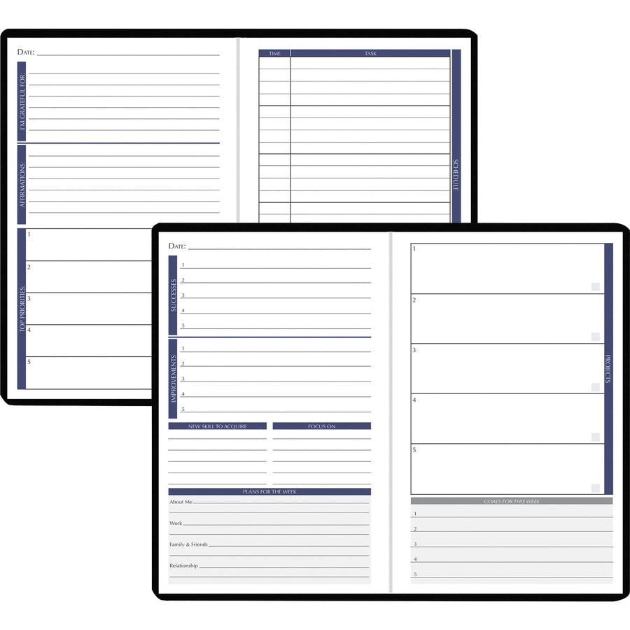 house-of-doolittle-non-dated-productivity-planner-monthly-weekly-12-month-1-month-1-day-1-week-double-page-layout-blue-sheet-gray-suede-gray-cover-93-height-x-63-width-embossed-pocket-daily-schedule-task-list-to-do-list_hod59799 - 2
