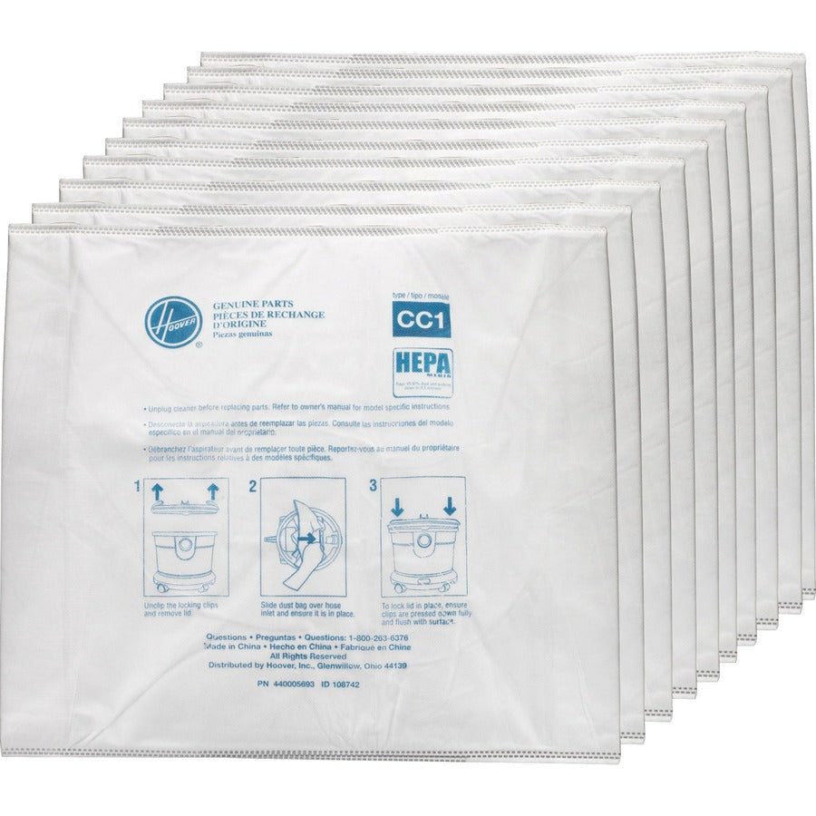 hoover-hushtone-hepa-vacuum-bags-40-carton-type-cc1-disposable-dust-proof-white_hvrah10363ct - 2