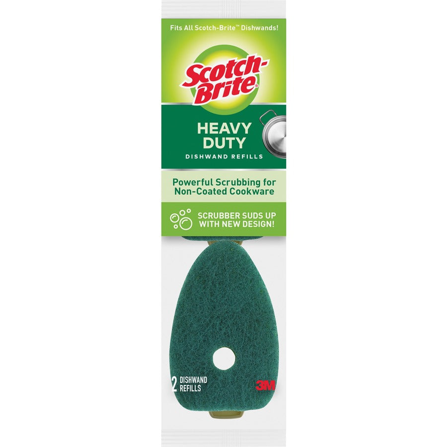 Scotch-Brite Heavy-Duty Dishwand Refills - 2.9" Height x 2.2" Width - 14/Carton - Green - 2