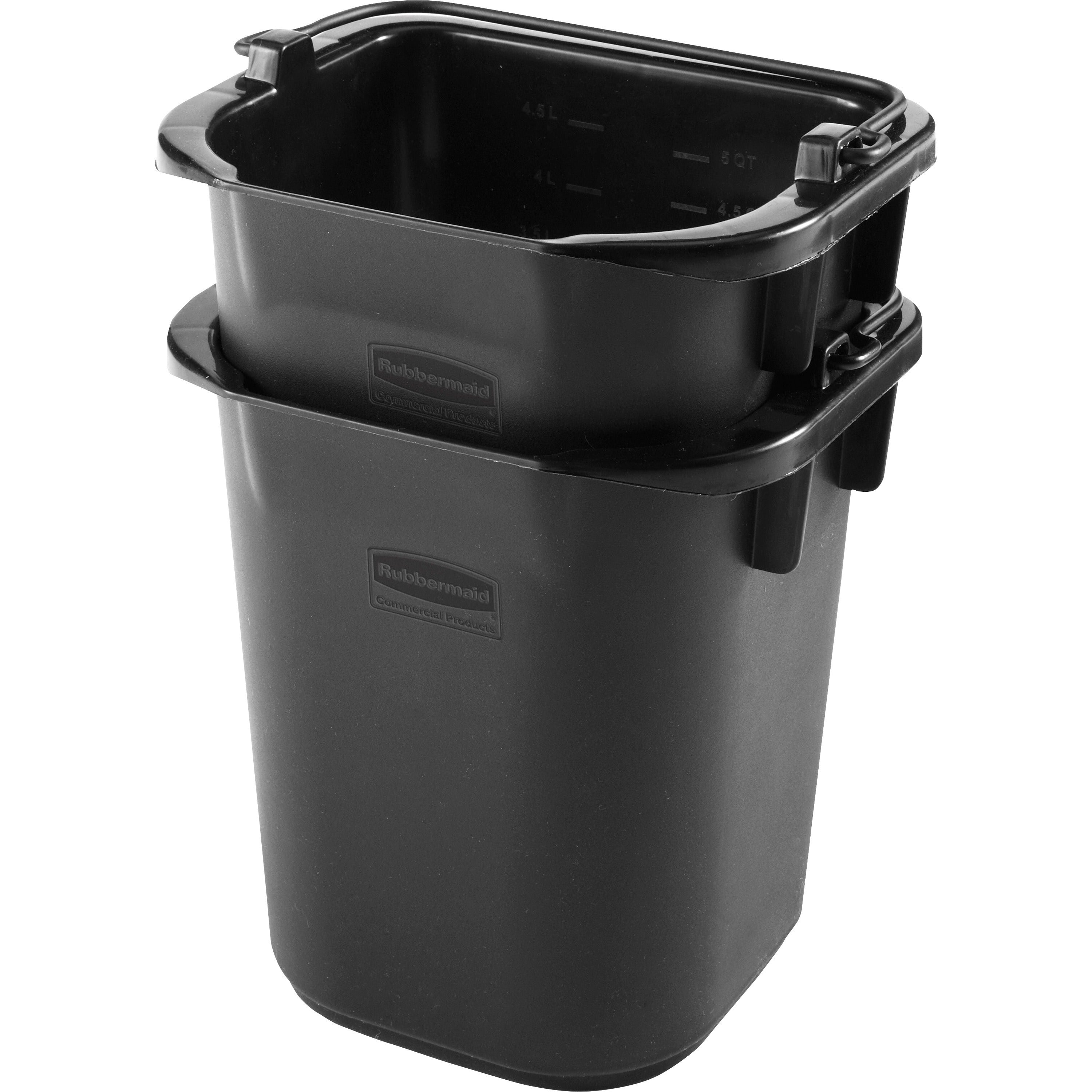 Rubbermaid Commercial Executive 5-quart Heavy-duty Pail - 1.25 gal - Heavy Duty, Durable, Molded Handle - 8.5" x 7.5" - Plastic, Polypropylene - Black - 4 / Carton