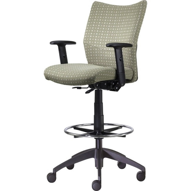 9 to 5 Seating Drafting Stool With Posture Back Control,Adjustable Height Arm - Onyx Foam Seat - Onyx Foam Back - 5-star Base - 1 Each