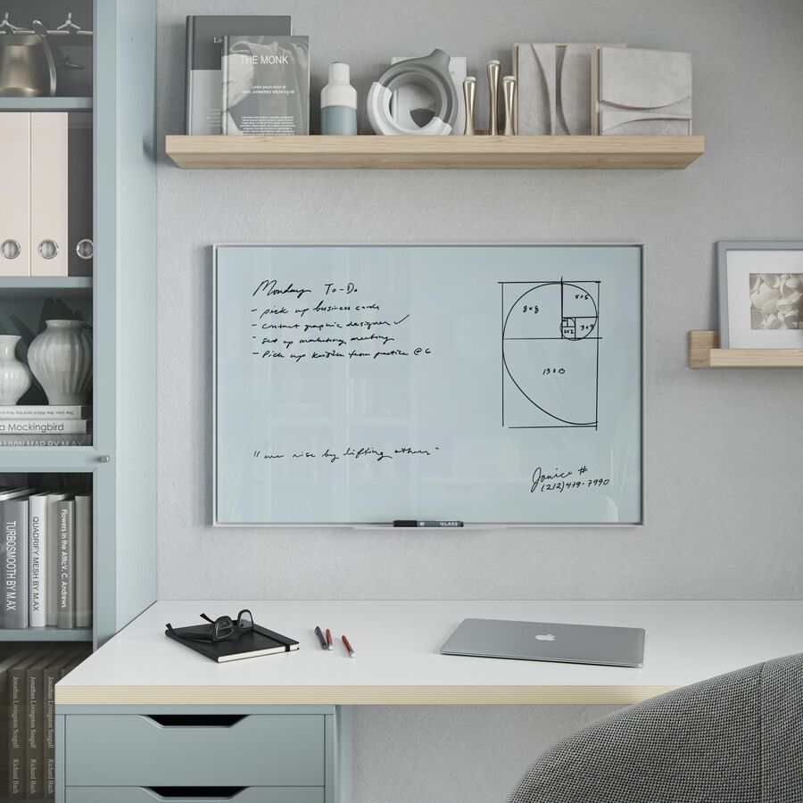 u-brands-frosted-glass-dry-erase-board-23-19-ft-width-x-35-29-ft-height-frosted-white-tempered-glass-surface-white-aluminum-frame-rectangle-horizontal-vertical-1-each_ubr2824u0001 - 2