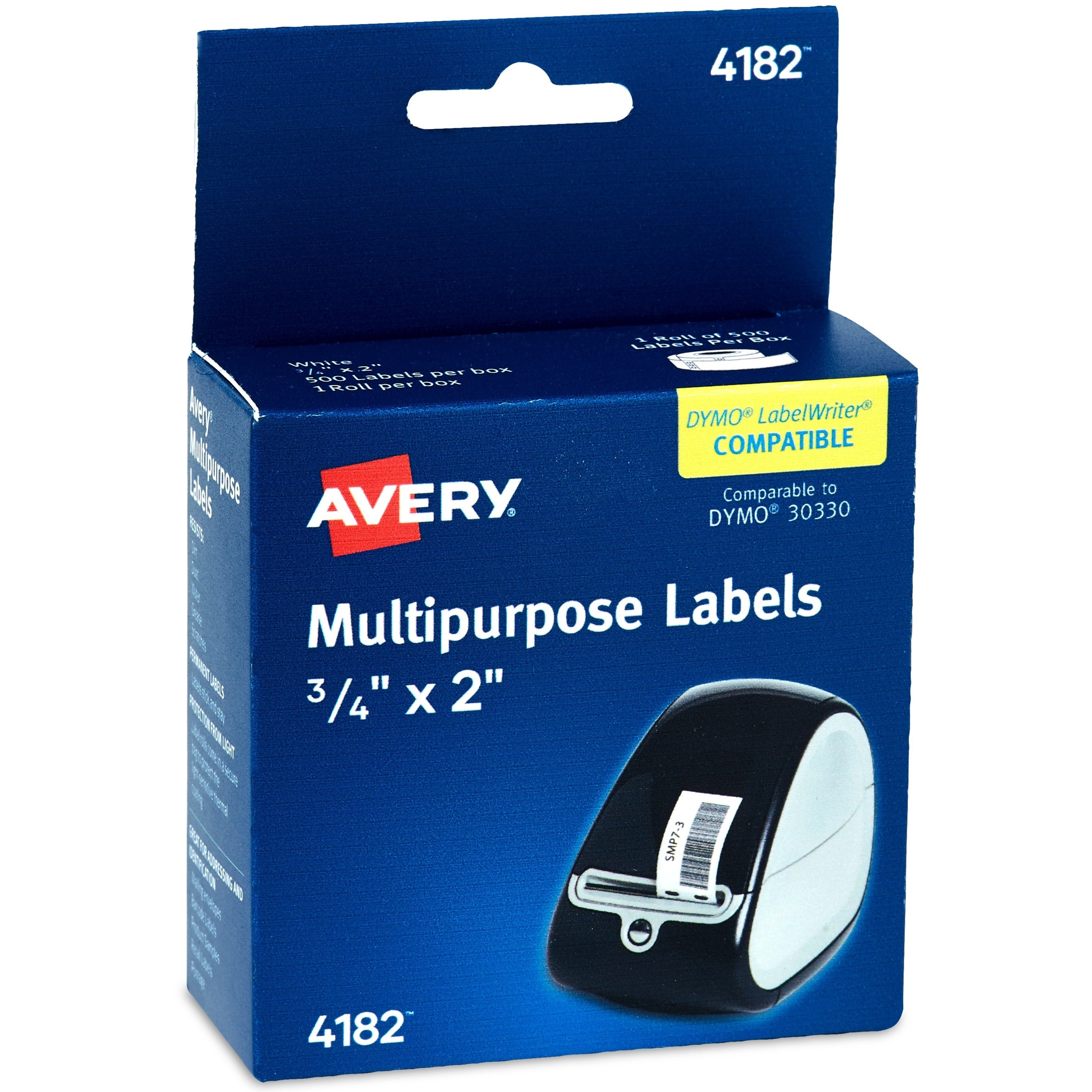 avery-direct-thermal-roll-labels-2-height-x-3-4-width-permanent-adhesive-rectangle-thermal-bright-white-paper-500-sheet-500-roll-1-total-sheets-500-total-labels-500-box-water-resistant_ave04182 - 1