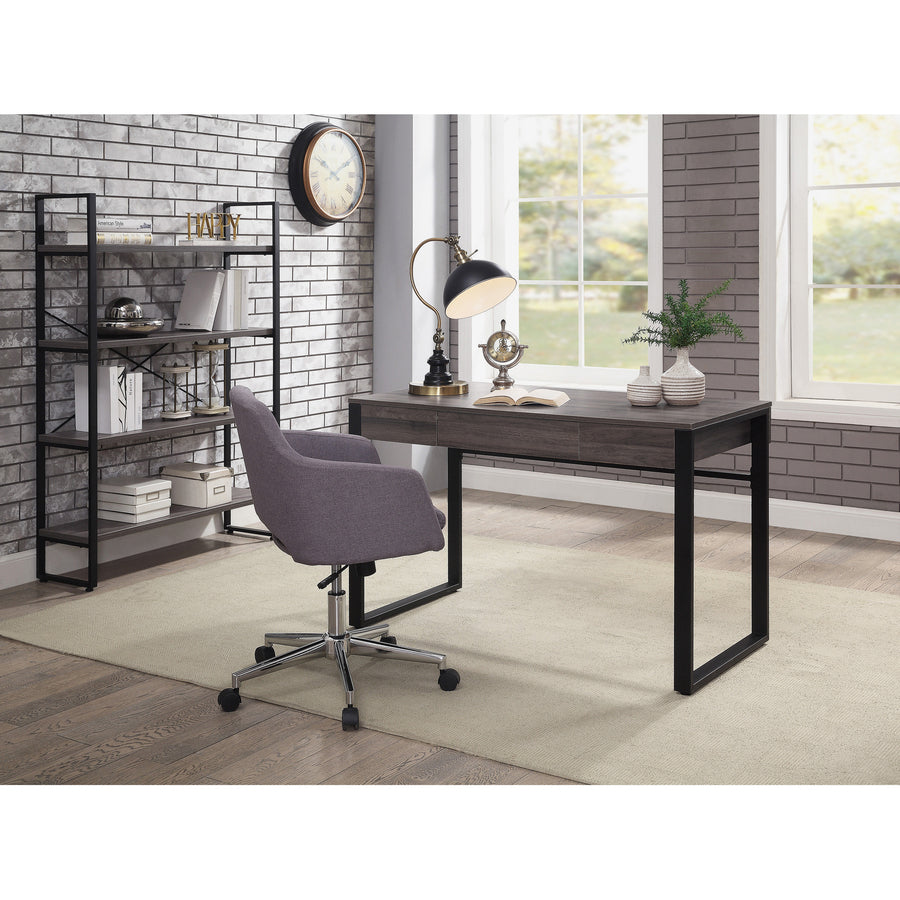 lorell-soho-rustic-metal-frame-bookcase-394-x-118575-4-shelves-band-edge-finish-charcoal-sturdy-durable_llr97620 - 2