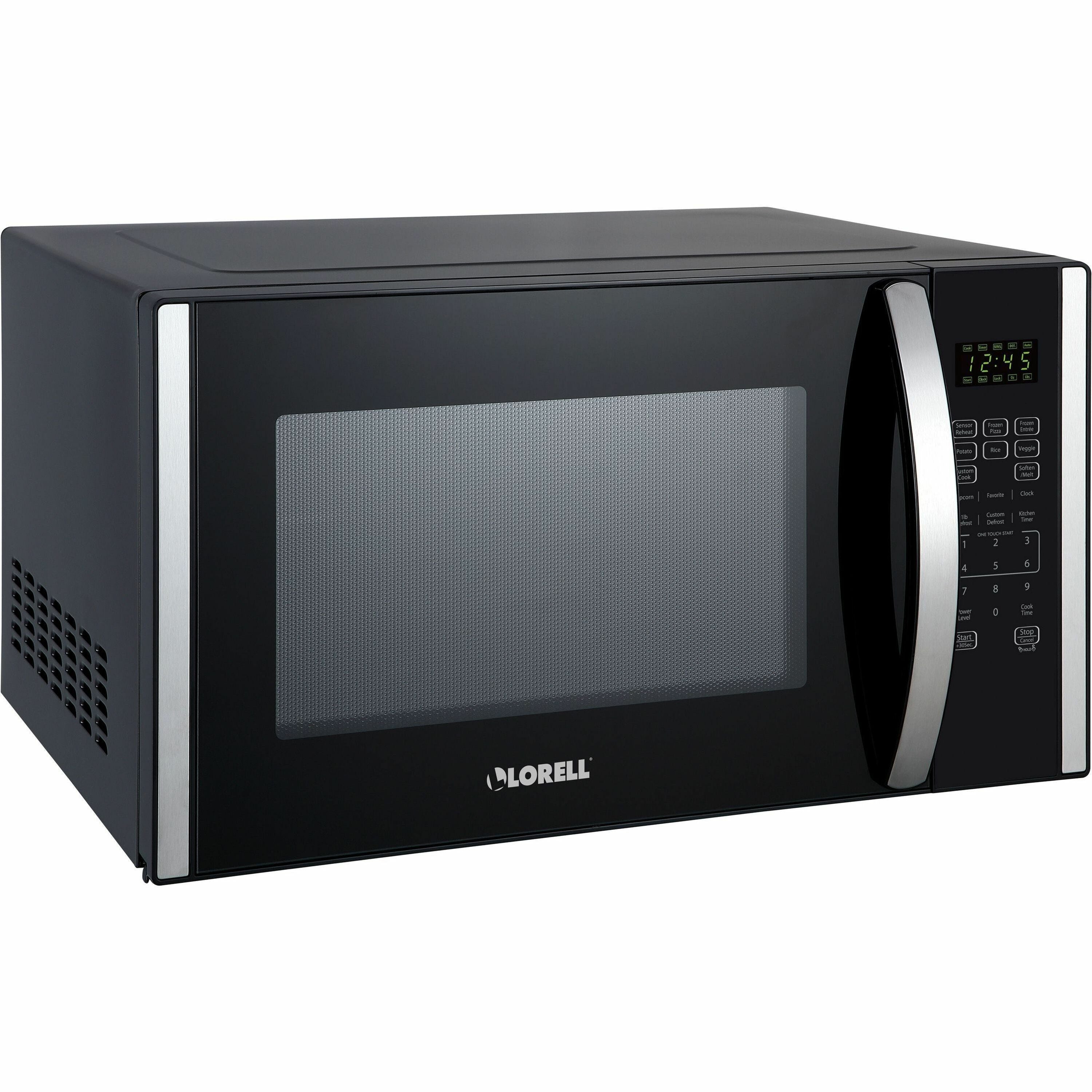 Lorell Microwave - Single - 1.6 ft Capacity - Microwave - 11 Power Levels - FuseMetal - Countertop - Black, Silver