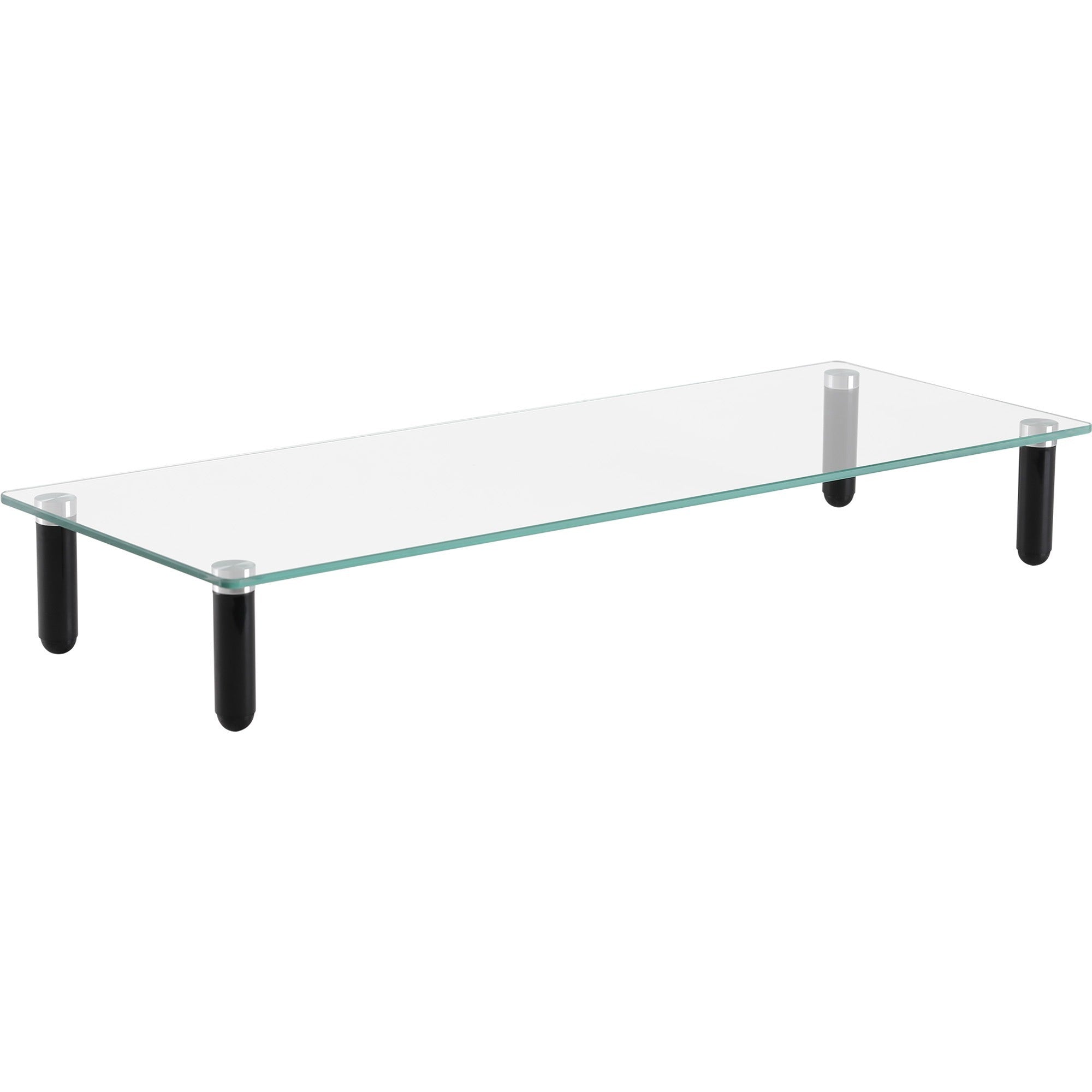 lorell-4-leg-single-shelf-monitor-stand-44-lb-load-capacity-1-x-shelfves-3-height-x-22-width-x-83-depth-desktop-glass-clear-black_llr99533 - 1
