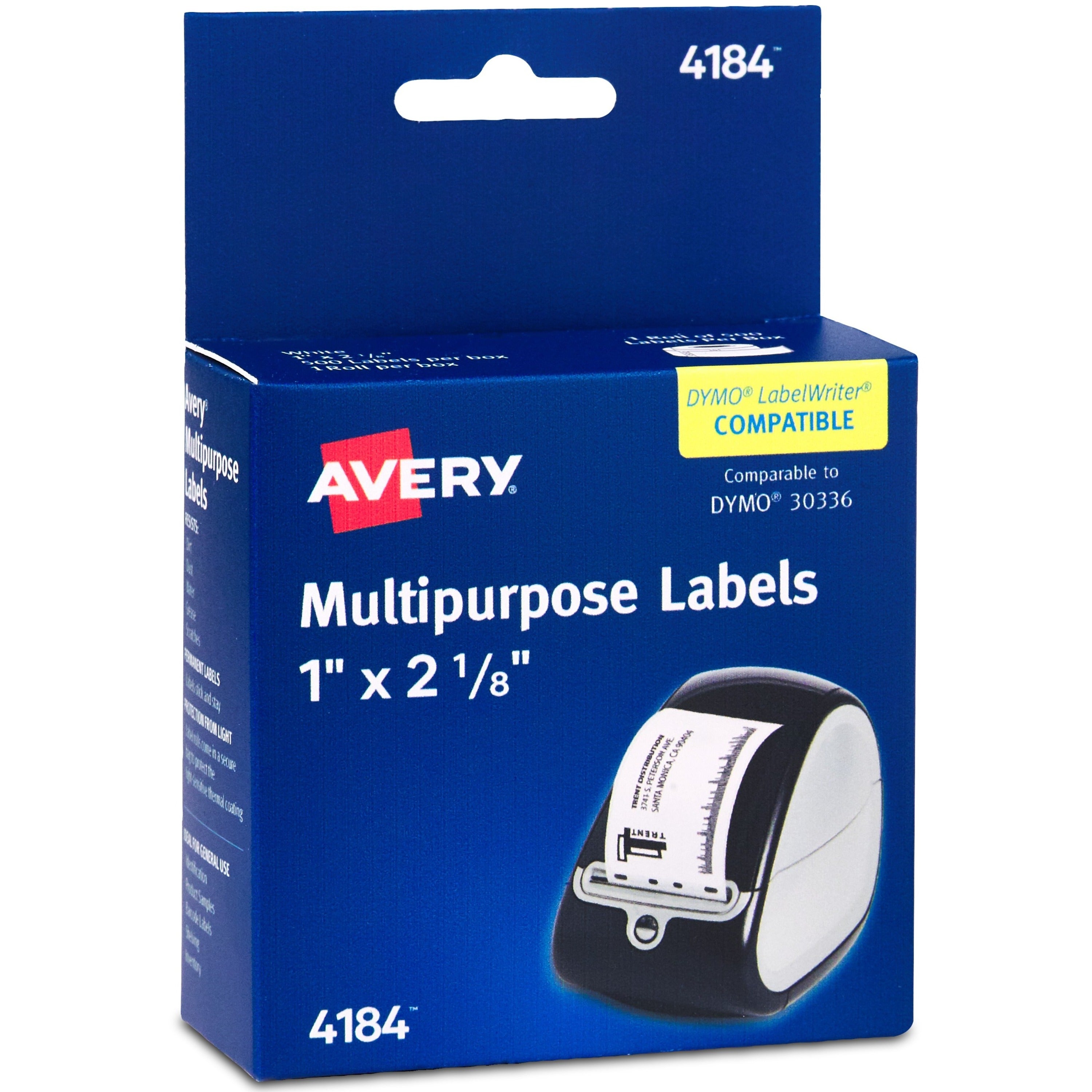 avery-direct-thermal-roll-labels-1-height-x-2-1-8-width-permanent-adhesive-rectangle-thermal-bright-white-paper-500-sheet-500-roll-1-total-sheets-500-total-labels-500-box-water-resistant_ave04184 - 1