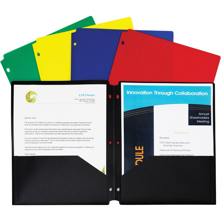 c-line-2-pocket-heavyweight-poly-portfolio-pocket-114-length-100-mil-thickness-for-letter-8-1-2-x-11-sheet-3-x-holes-ring-binder-rectangular-yellow-polypropylene-25-box_cli33936 - 2