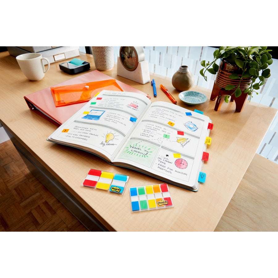 post-it-tabs-and-flags-combo-pack-red-yellow-blue-green-orange-sticky-adhesive-136-pack_mmm686combo1 - 2