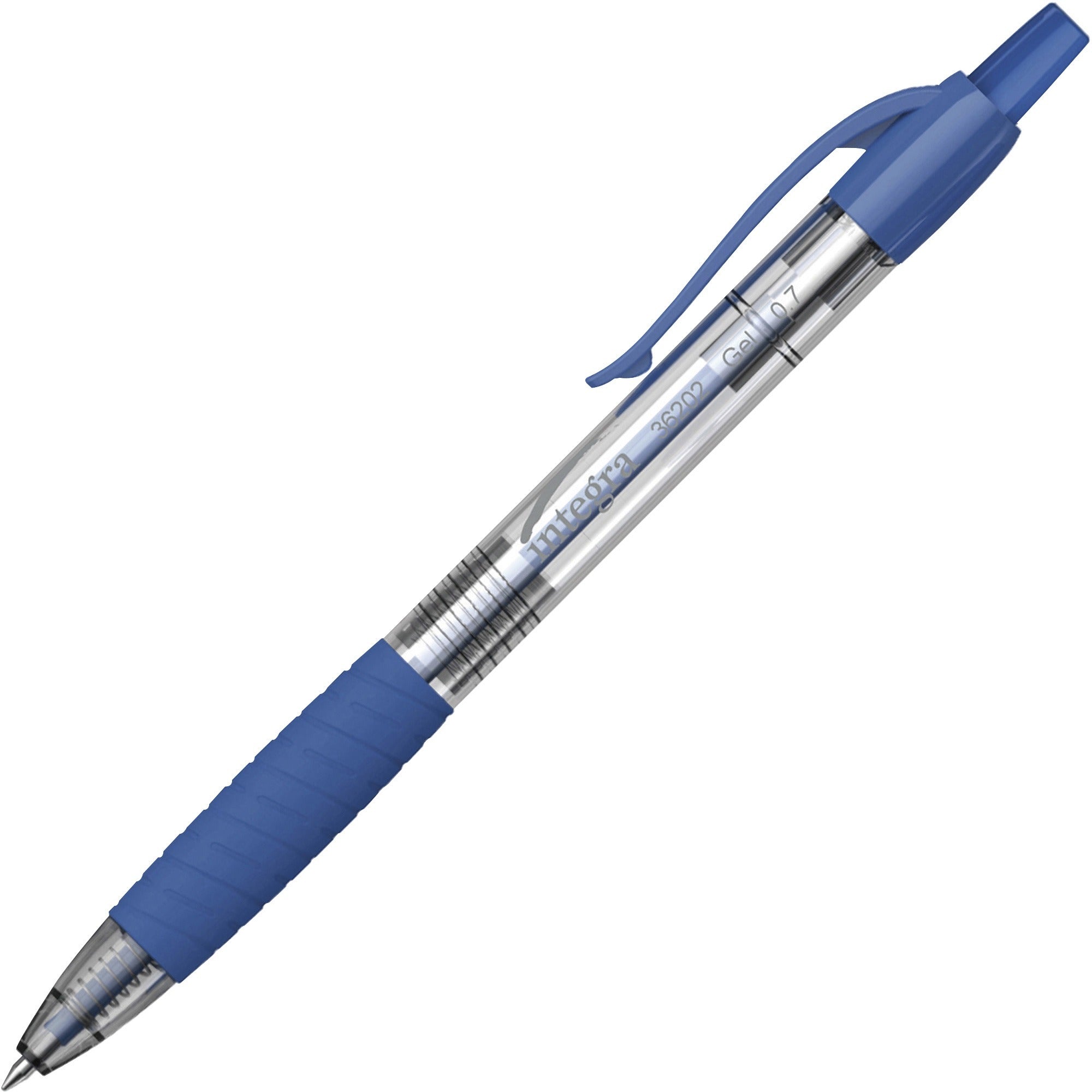 Integra Retractable 0.7mm Gel Pen - Medium Pen Point - 0.7 mm Pen Point Size - Retractable - Blue Gel-based Ink - Blue Barrel - 1 Dozen