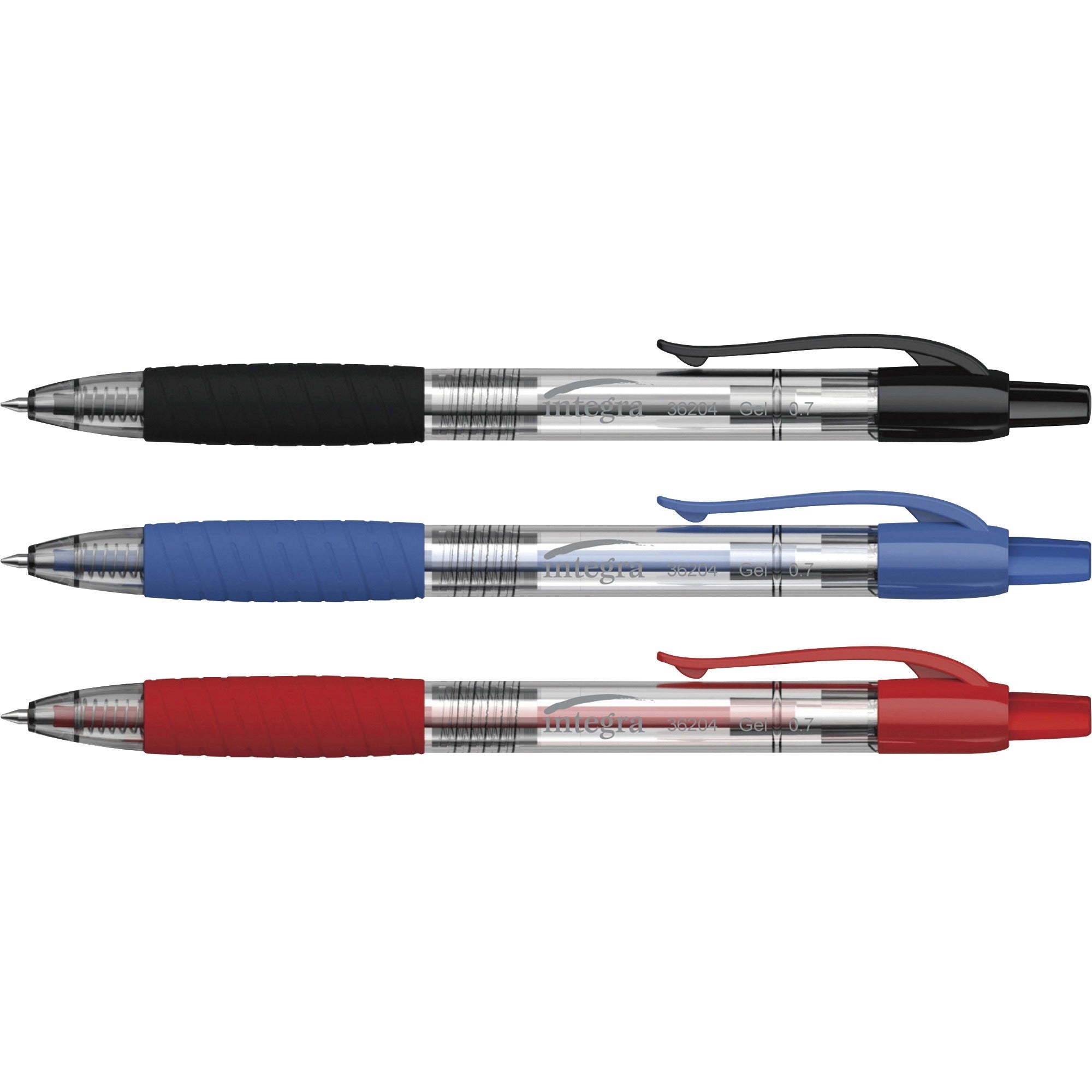 Integra Retractable 0.7mm Gel Pen - Medium Pen Point - 0.7 mm Pen Point Size - Retractable - Assorted Gel-based Ink - Assorted Barrel - 3 / Pack