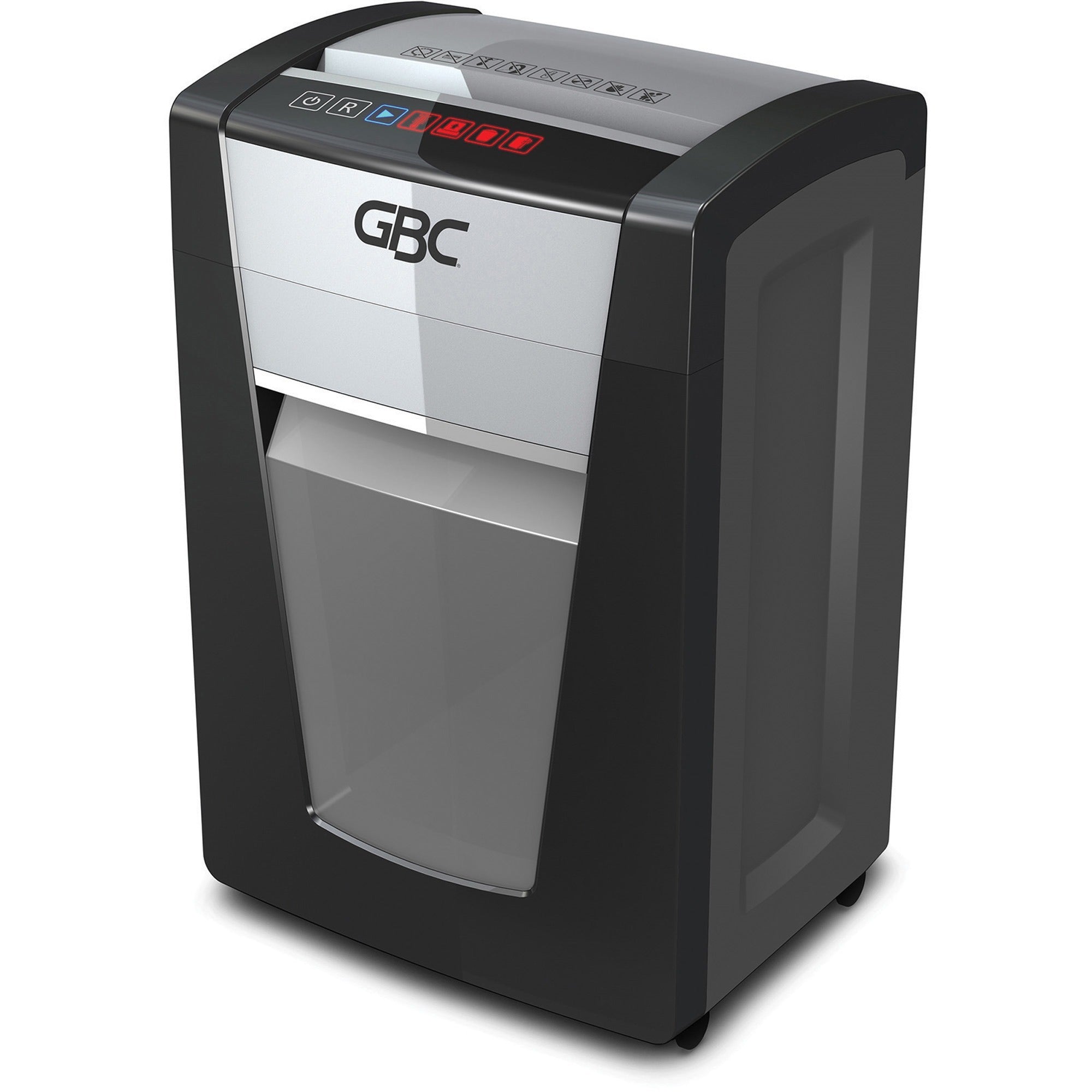 gbc-shredmaster-sm15-08-micro-cut-shredder-non-continuous-shredder-micro-cut-15-per-pass-for-shredding-paper-staples-paper-clip-p-5-4-hour-run-time-8-gal-wastebin-capacity-black-chrome_gbc1758501 - 1