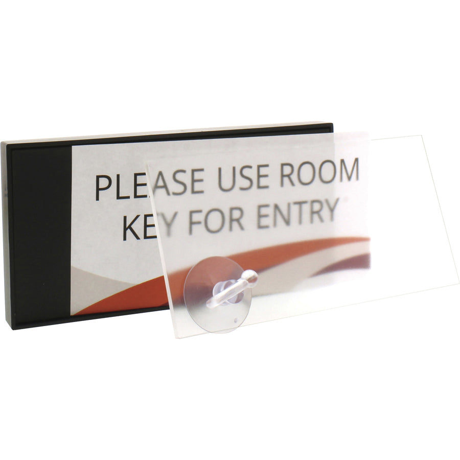 lorell-snap-plate-architectural-sign-1-each-8-width-x-4-height-x-8-depth-rectangular-shape-surface-mountable-easy-readability-injection-molded-easy-to-use-plastic-black_llr02648 - 2