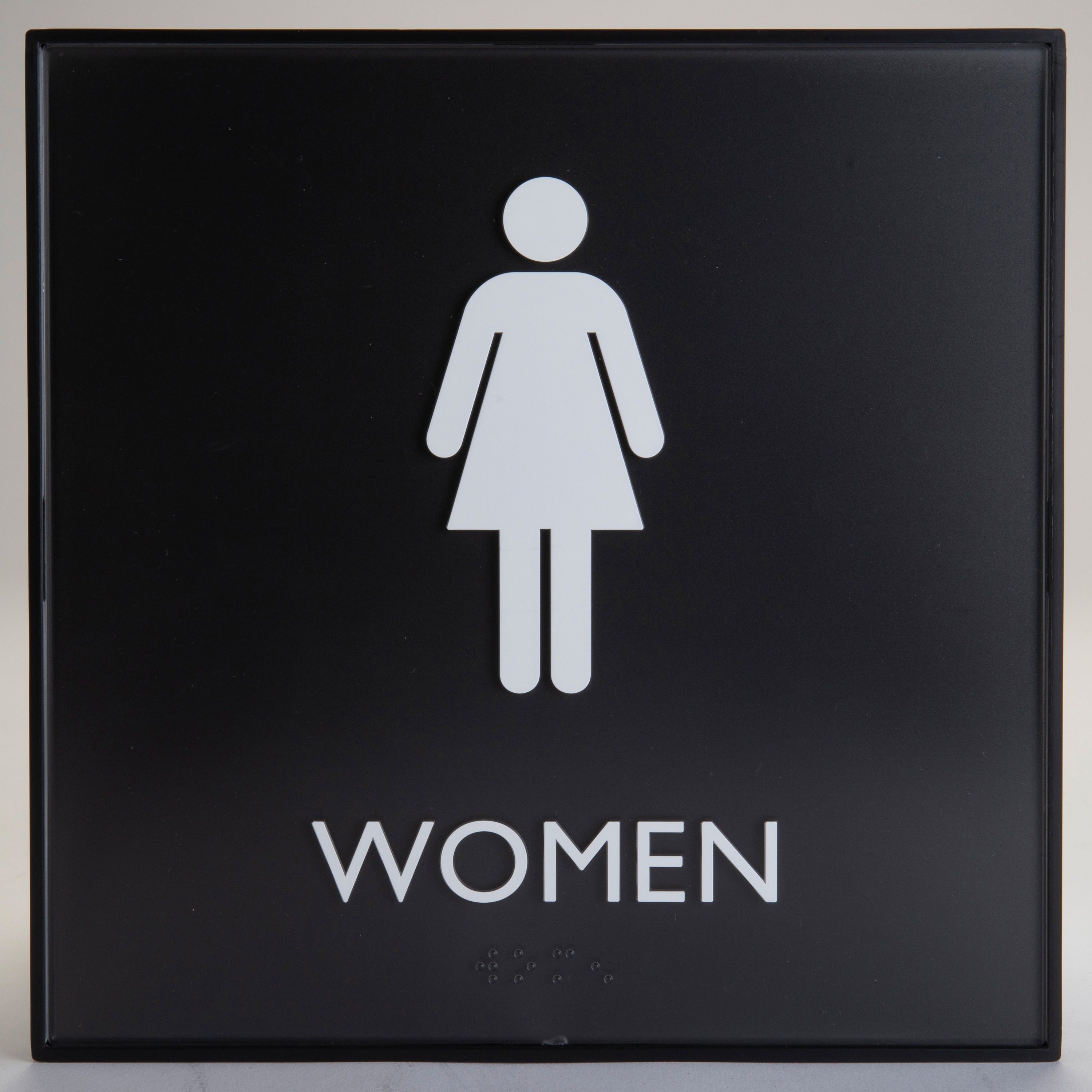 Lorell Women's Restroom Sign - 1 Each - Women Print/Message - 8" Width x 8" Height - Square Shape - Easy Readability, Injection-molded - Plastic - Black, Black - 1