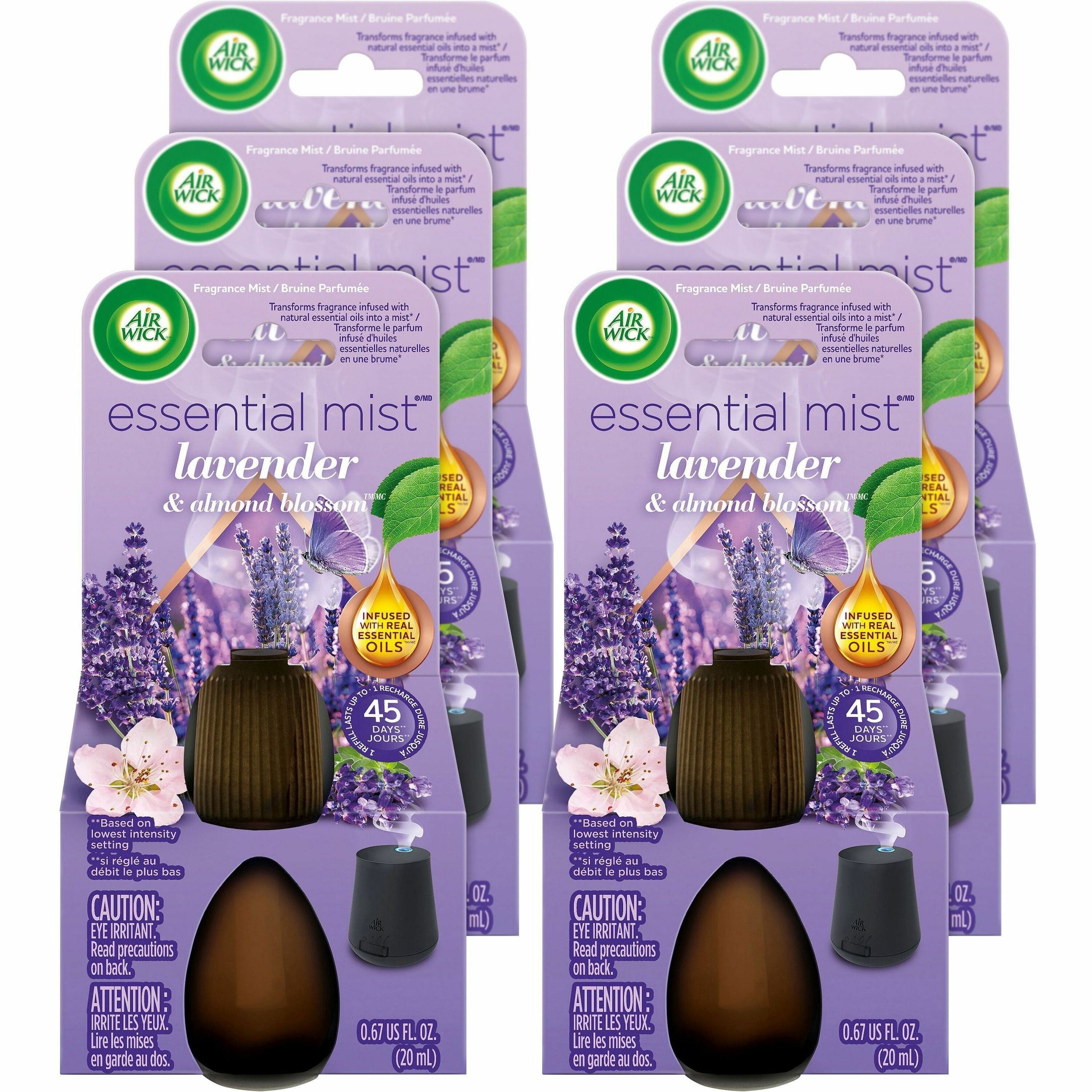 Air Wick Essential Mist Scented Diffuser Oil Refills - Oil - 0.7 fl oz (0 quart) - Lavender & Almond Blossoms - 45 Day - 6 / Carton - Long Lasting - 1