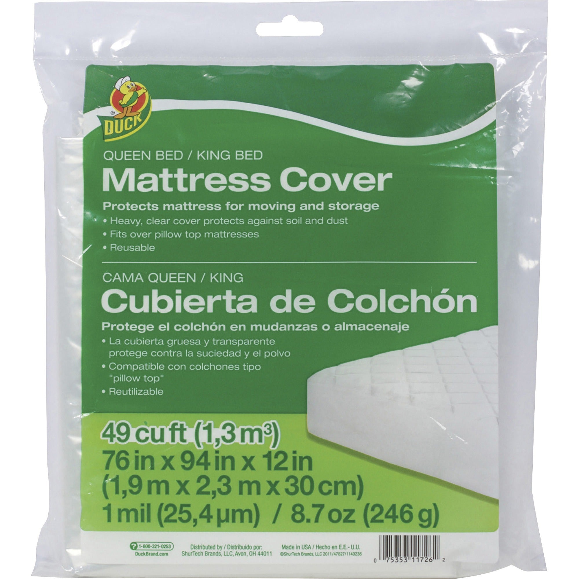duck-brand-queen-king-mattress-cover-94-length-x-76-width-plastic-clear-1-each_duc1140236 - 1