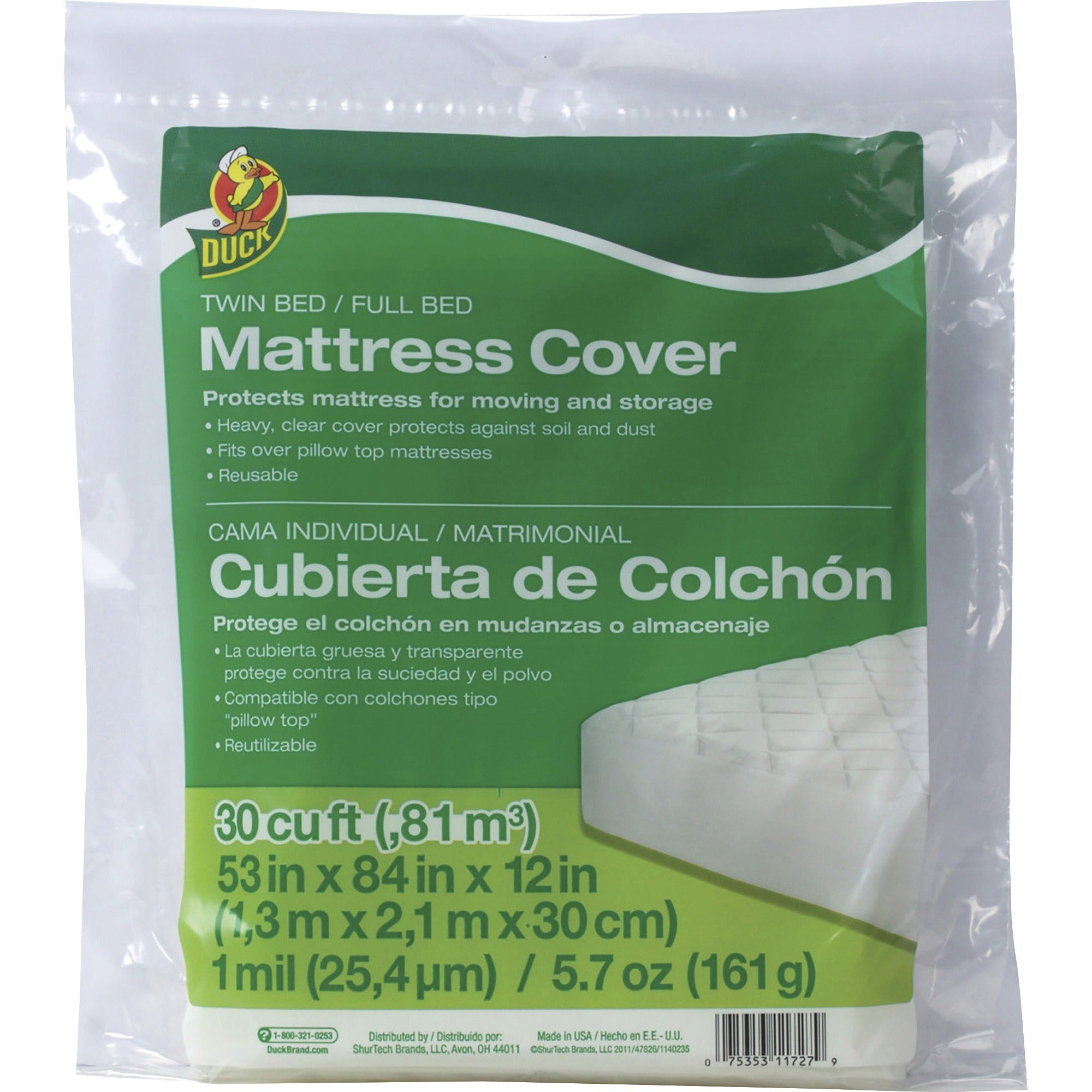 duck-brand-twin-full-bed-mattress-cover-84-length-x-53-width-plastic-clear-1-each_duc1140235 - 1