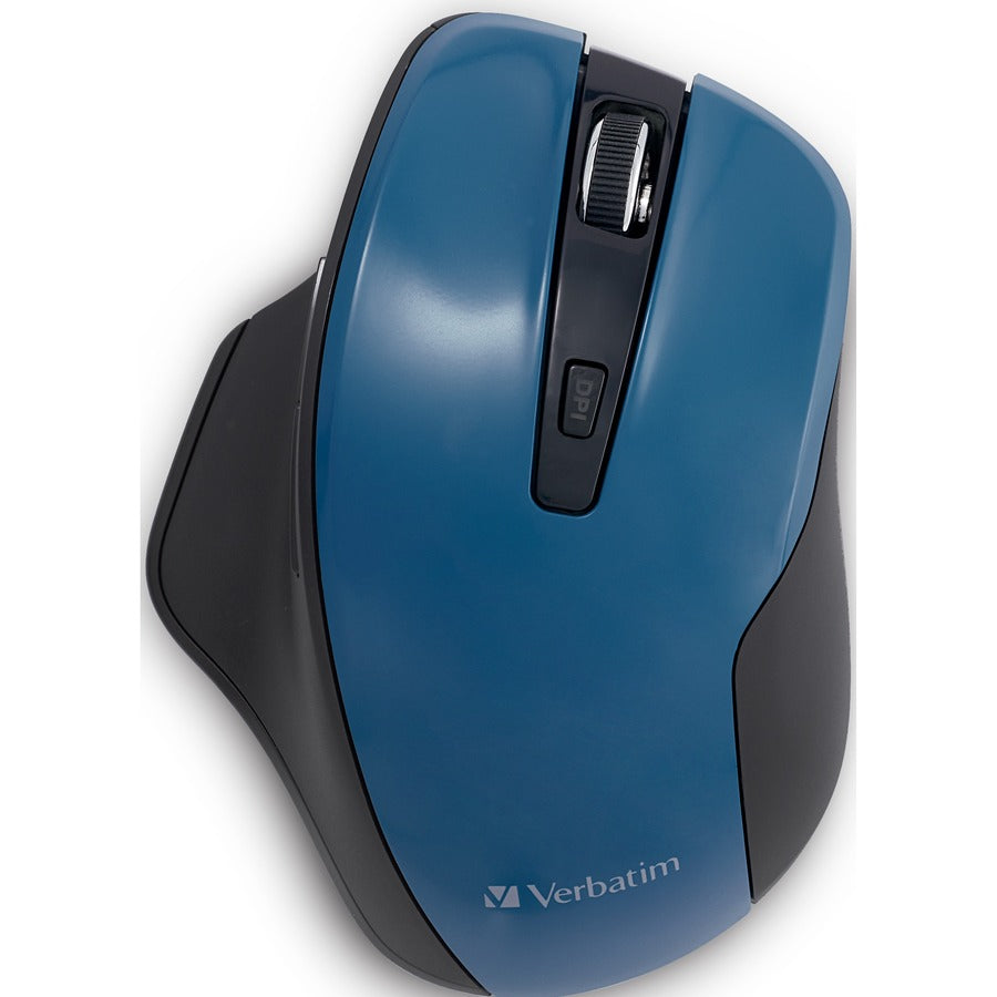 verbatim-silent-ergonomic-wireless-blue-led-mouse-dark-teal-blue-led-optical-wireless-radio-frequency-240-ghz-dark-teal-1-pack-usb-1600-dpi-6-buttons_ver70244 - 2