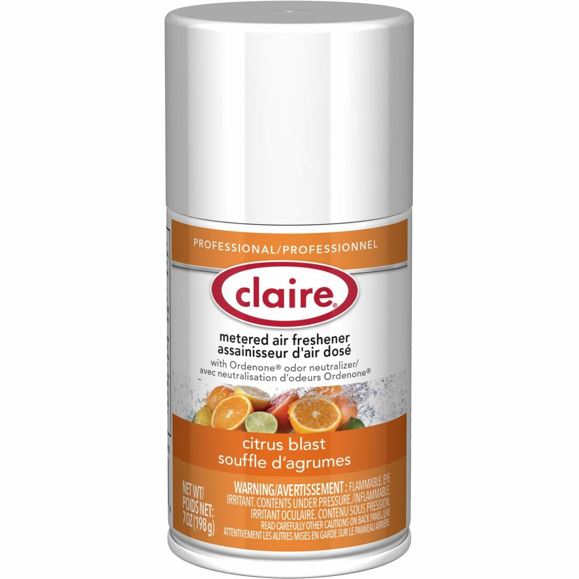 Claire Citrus Blast Metered Aerosol - Aerosol - 330 Sq. ft. - 10 fl oz (0.3 quart) - Citrus Blast - 30 Day - 12 / Pack