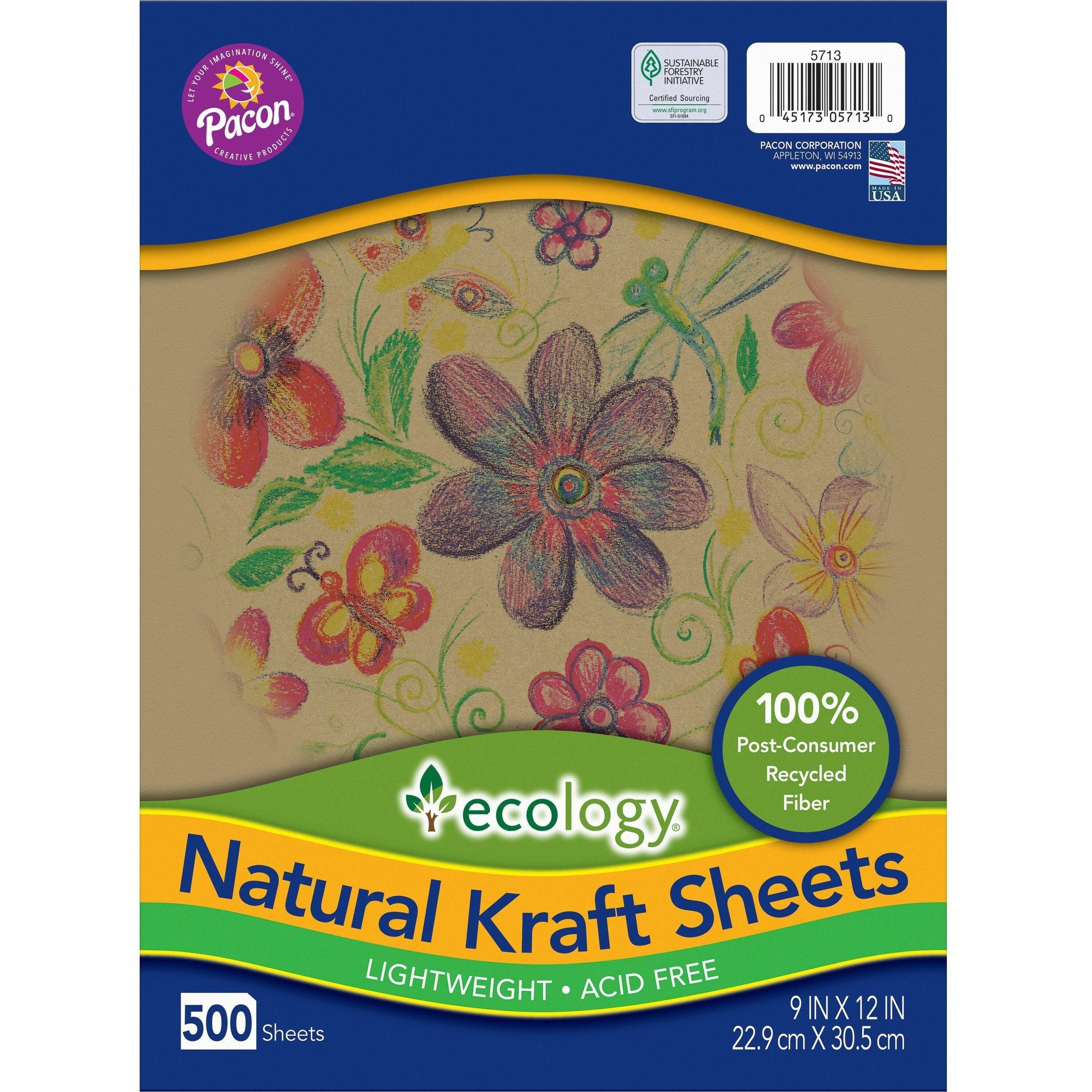 Creativity Street Natural Kraft Sheets - Drawing, Project, Art, Craft Project, Decoration - 500 Piece(s) - 2.10"Height x 9"Width x 12"Length - 500 / Ream - Natural - Kraft - 1