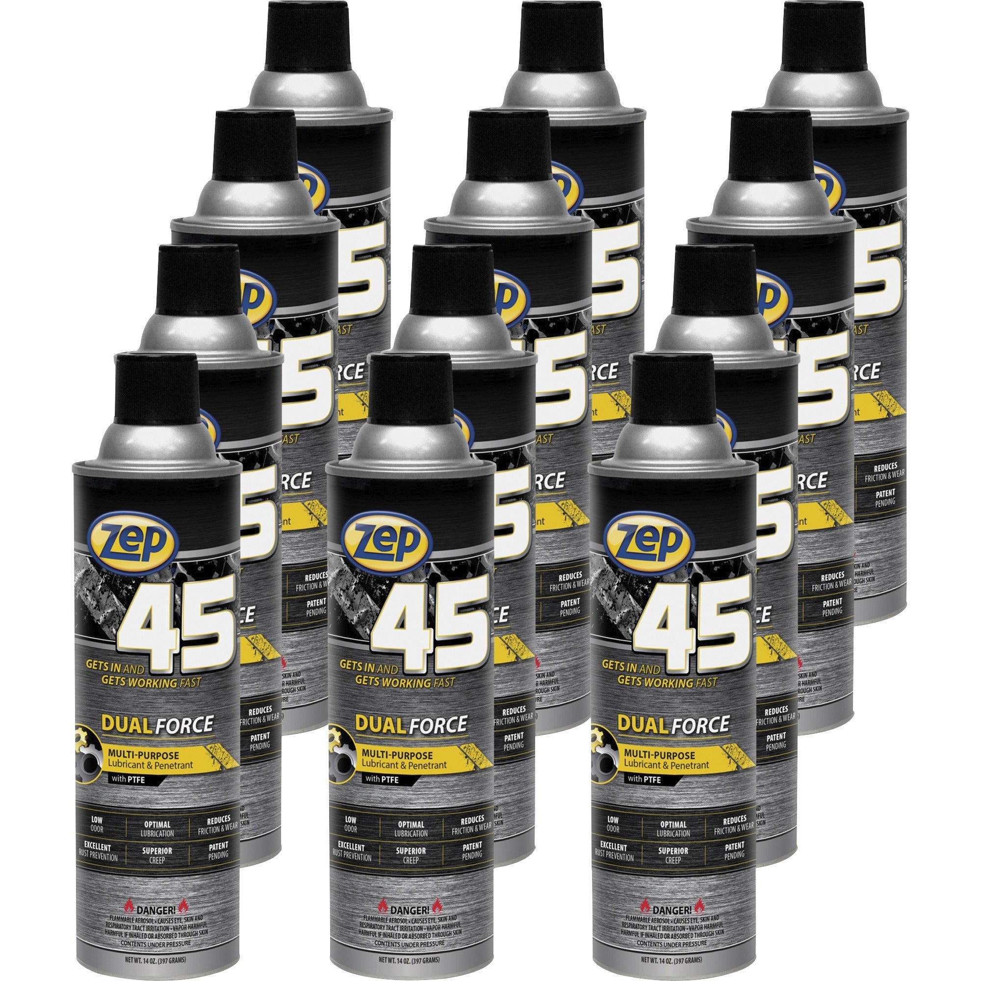 Zep 45 Dual-Force Lubricant/Penetrant - 14 fl oz - Corrosion Resistant - 12 / Carton - 1