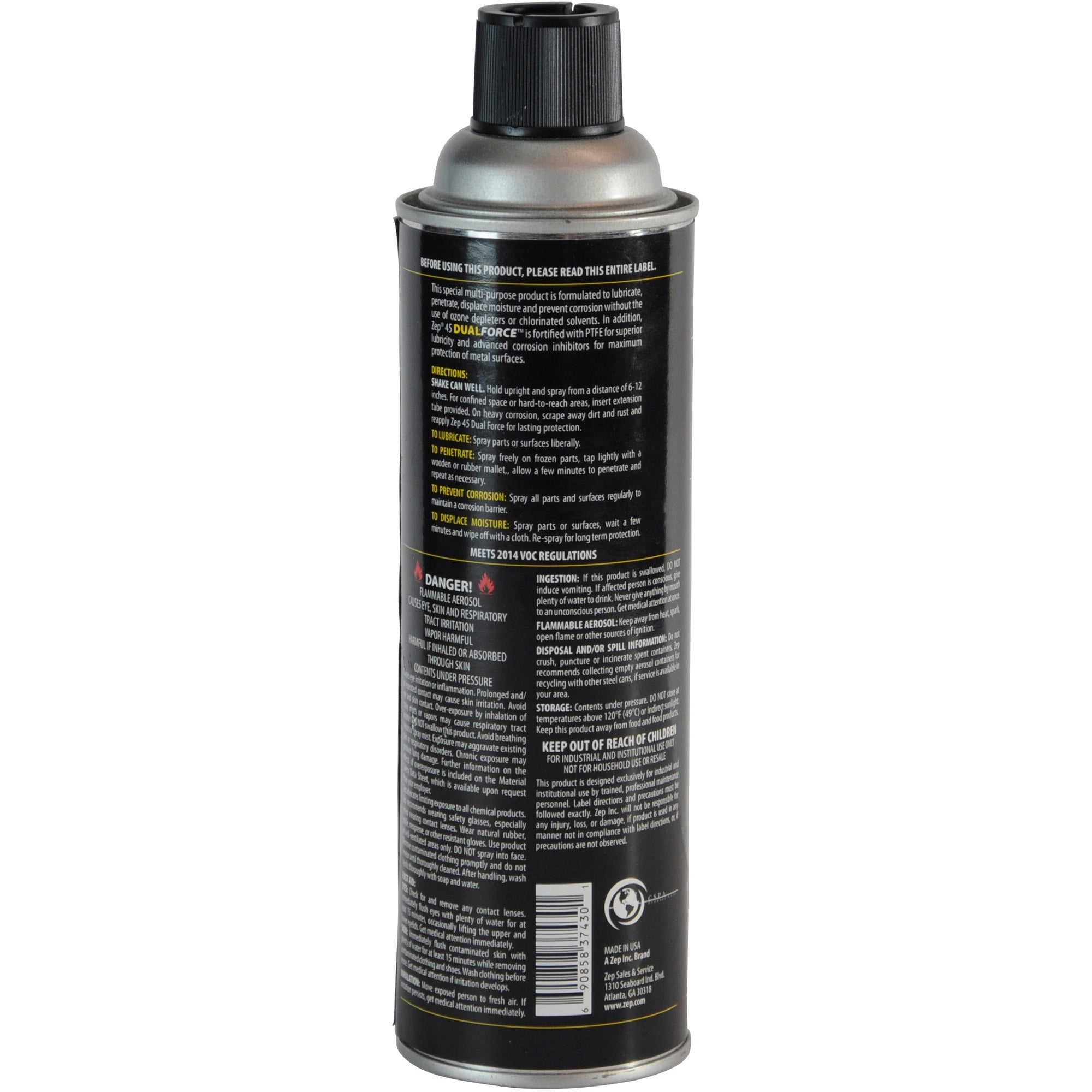 Zep 45 Dual-Force Lubricant/Penetrant - 14 fl oz - Corrosion Resistant - 12 / Carton - 2
