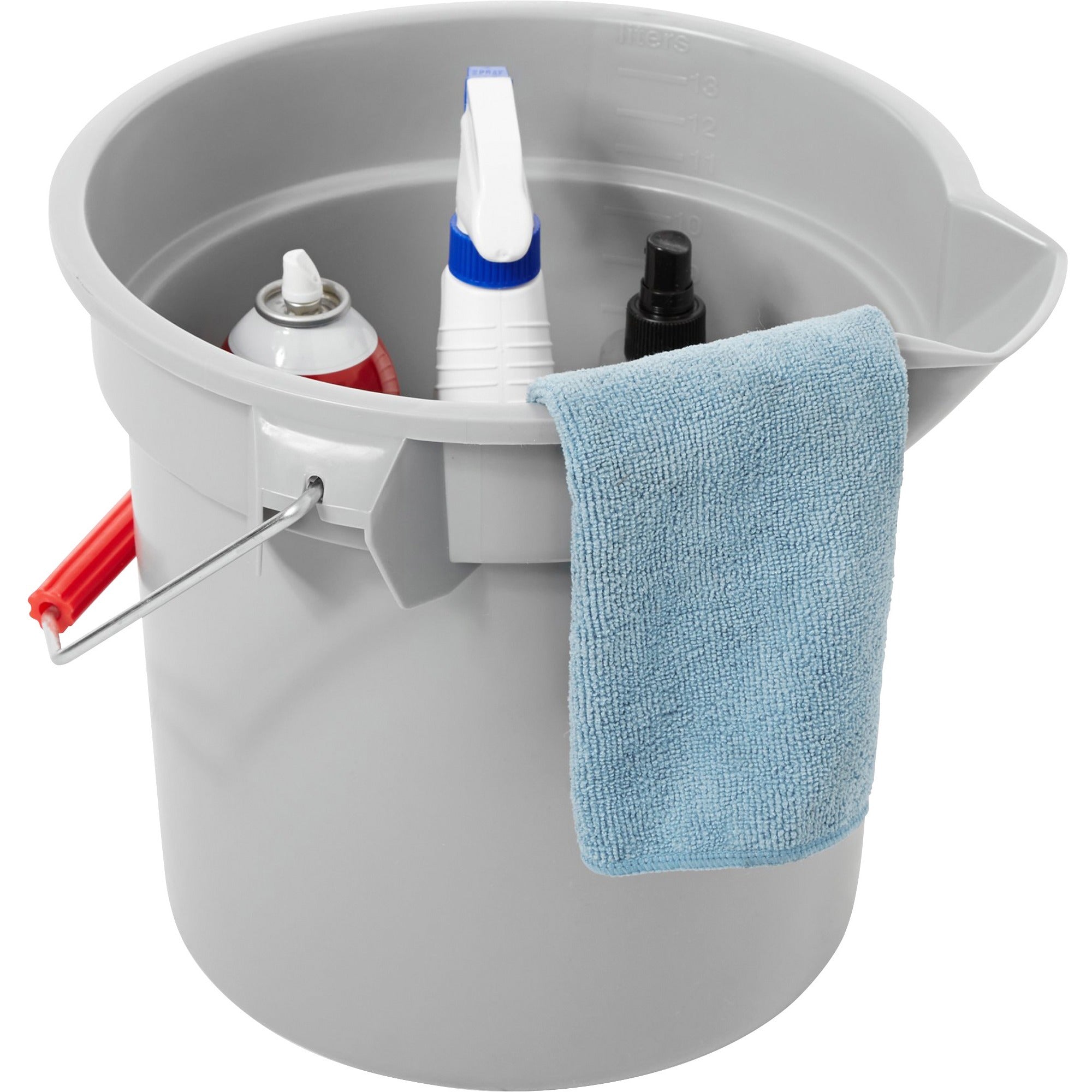 rubbermaid-commercial-brute-14-quart-round-bucket-350-gal-heavy-duty-rust-resistant-bend-resistant-graduated-handle-stackable-pour-spout-112-plastic-steel-gray-6-carton_rcp261400gyct - 1