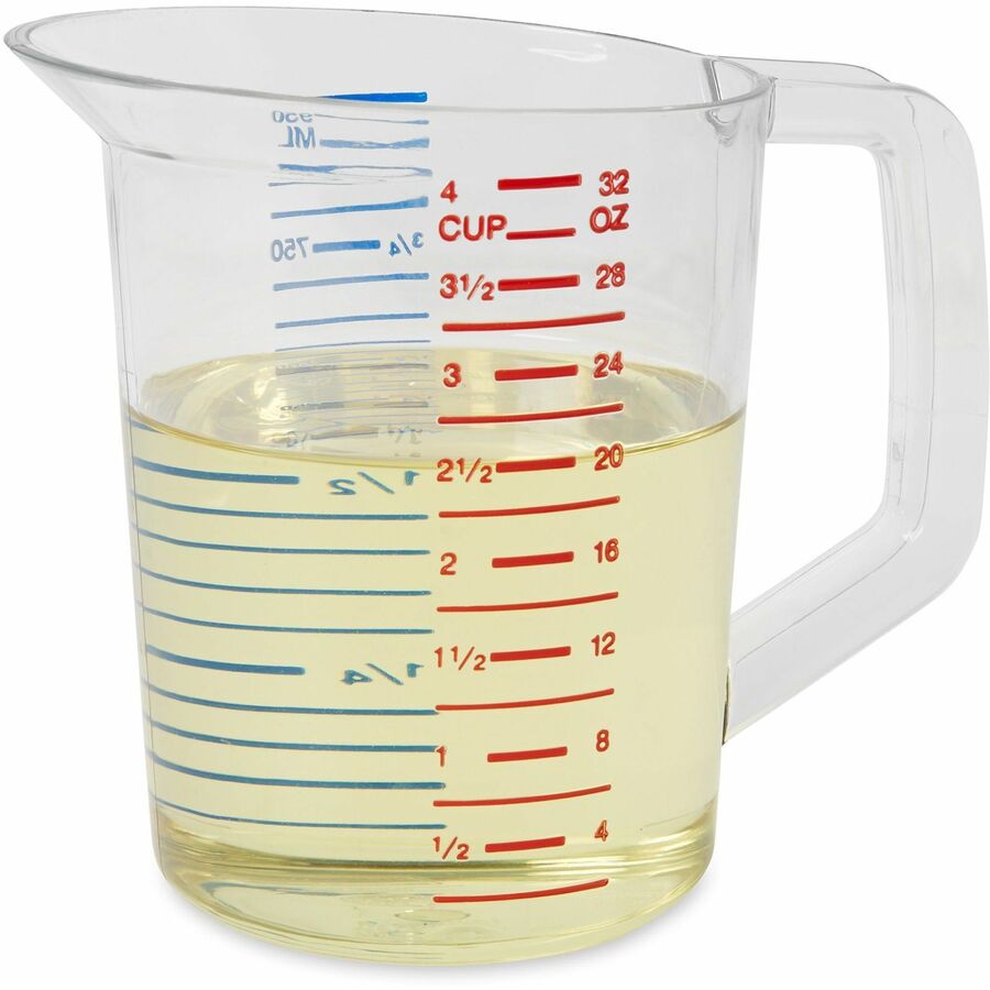 Rubbermaid Commercial Bouncer 1 Quart Measuring Cup - 6 / Carton - Clear - Polycarbonate - Measuring - 2