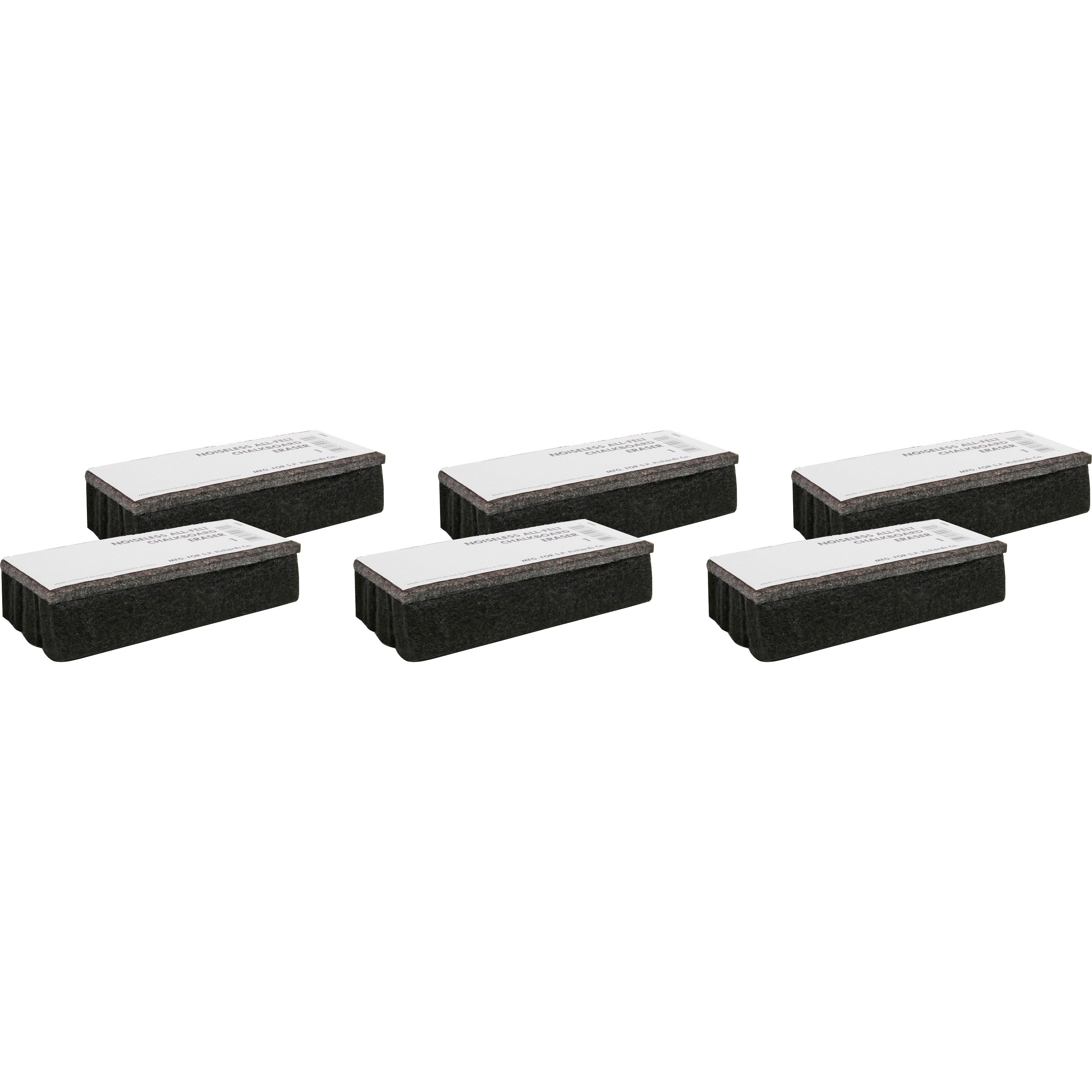 lorell-chalkboard-erasers-noiseless-dustless-black-felt-6-bundle_llr1bd - 1