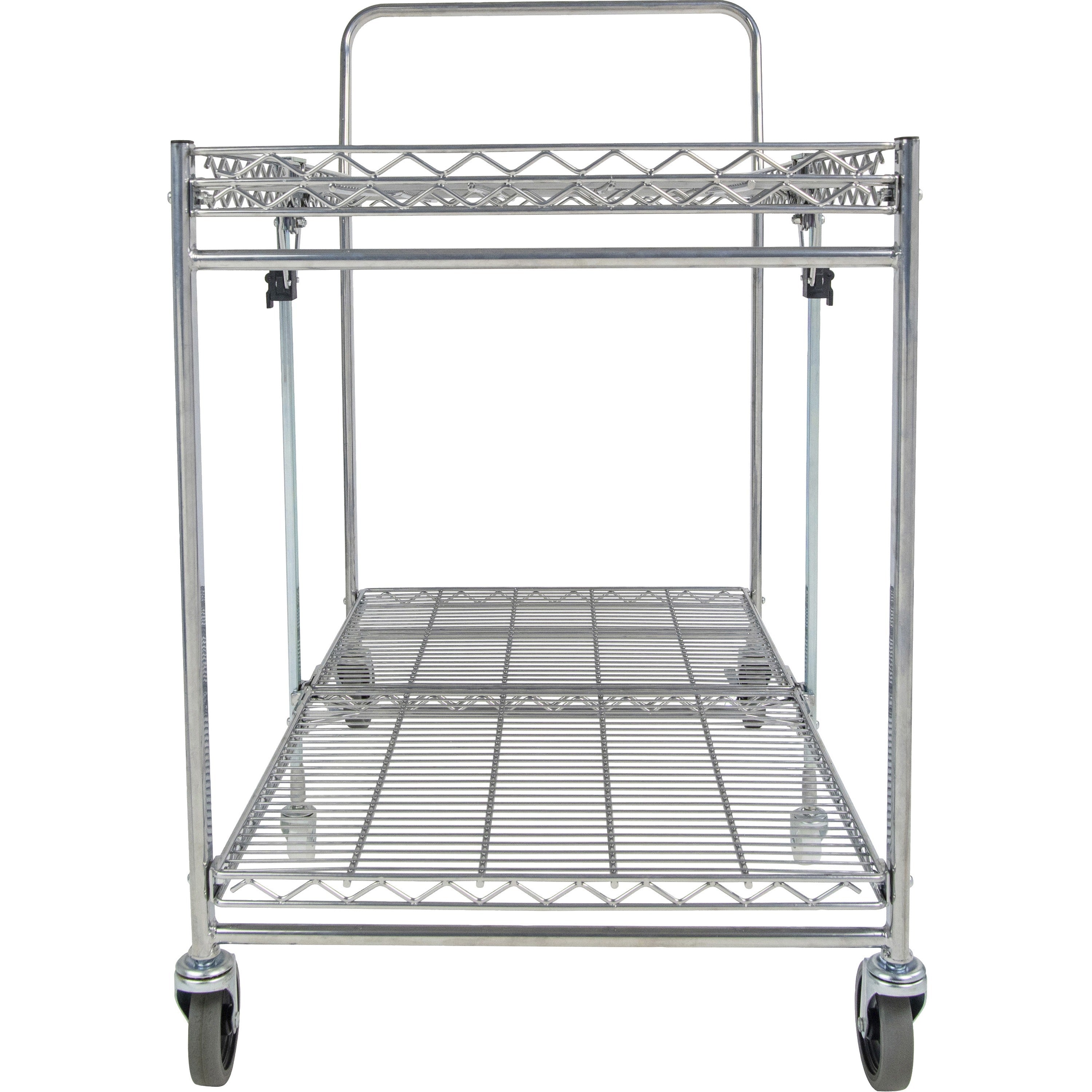 Bostitch Stow-Away Utility Cart - 2 Shelf - 250 lb Capacity - 4 Casters - x 35" Width x 37.3" Depth x 22" Height - Chrome - 1 Each - 2