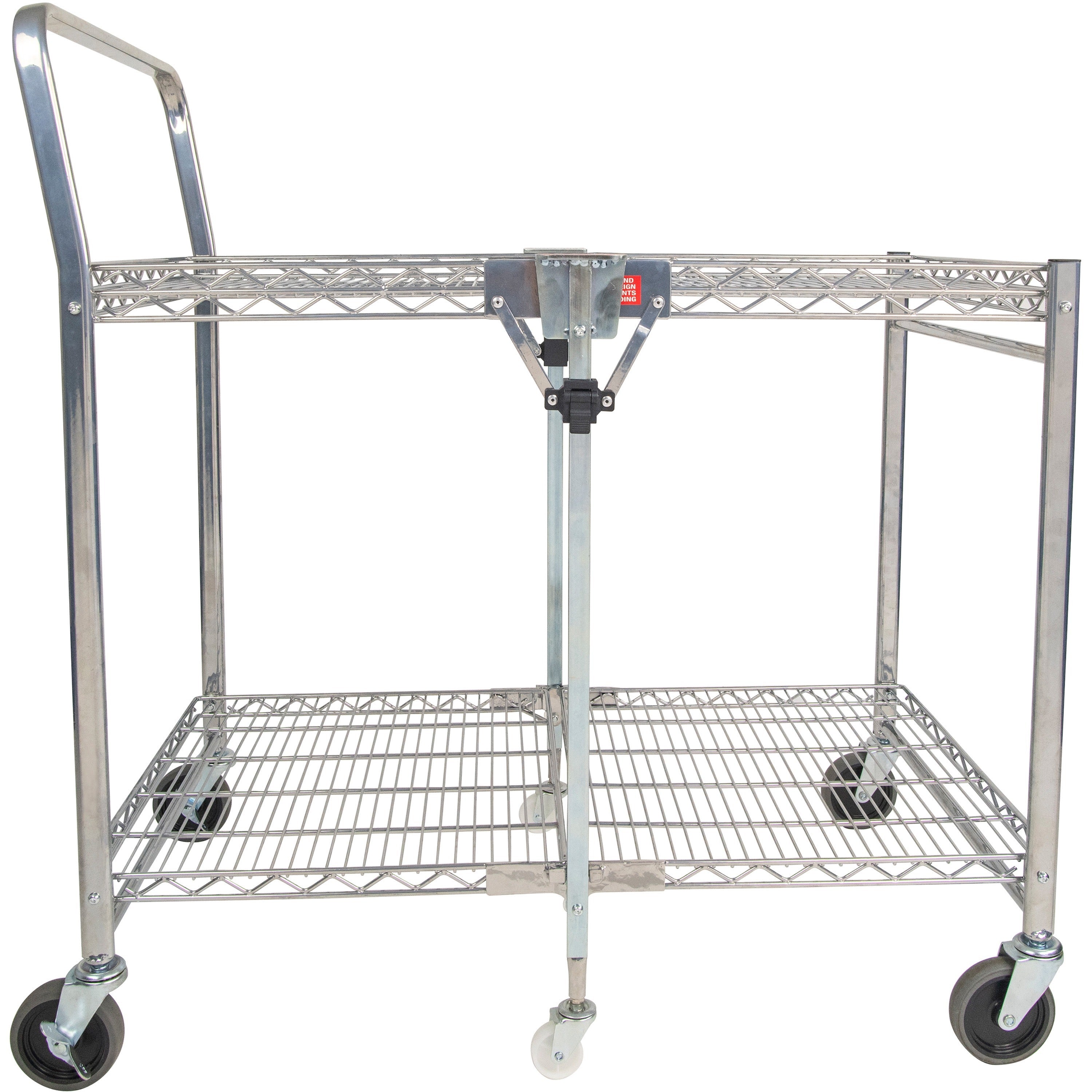 Bostitch Stow-Away Utility Cart - 2 Shelf - 250 lb Capacity - 4 Casters - x 35" Width x 37.3" Depth x 22" Height - Chrome - 1 Each - 3